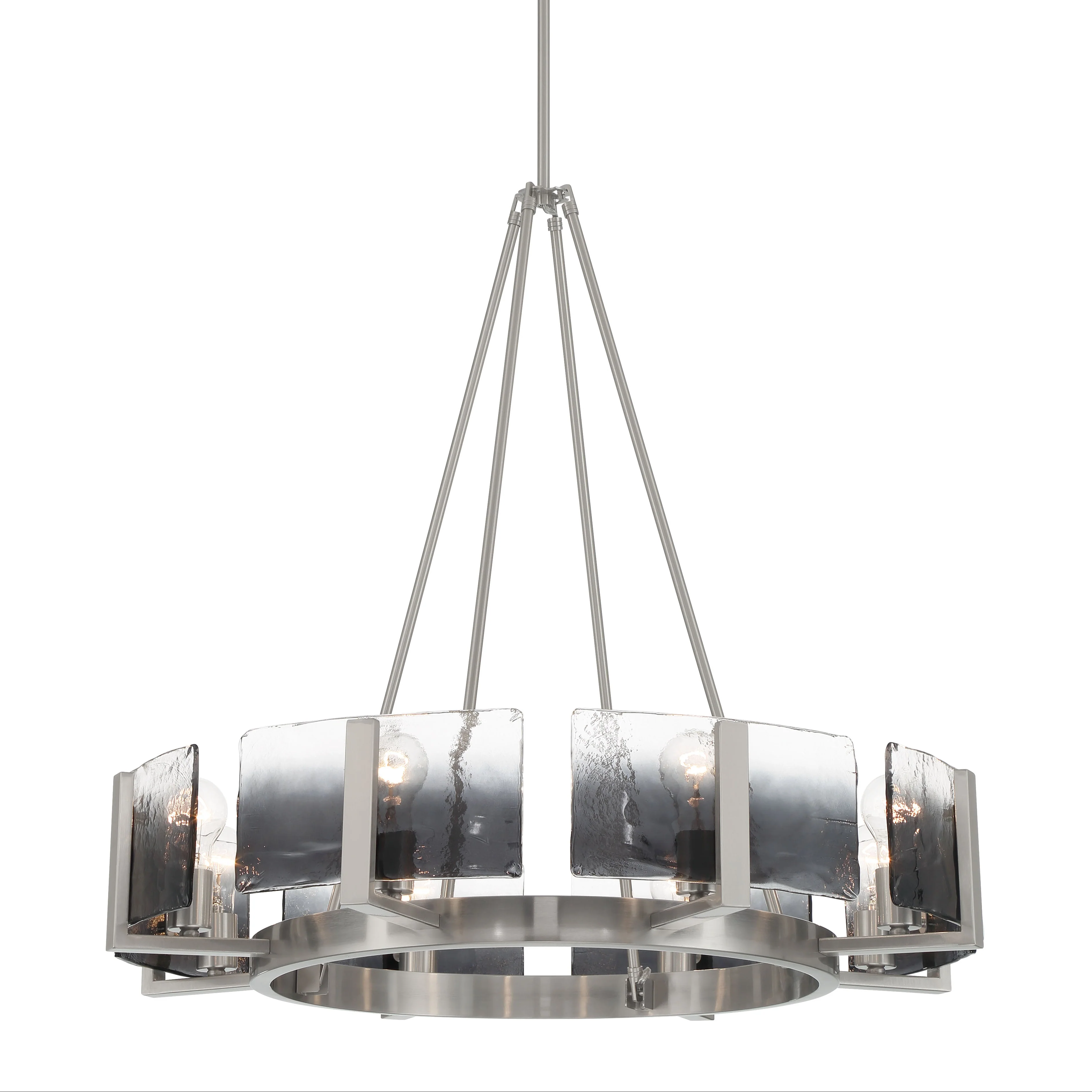 Aenon 8-Light Chandelier in Pewter with Smokey Water Glass