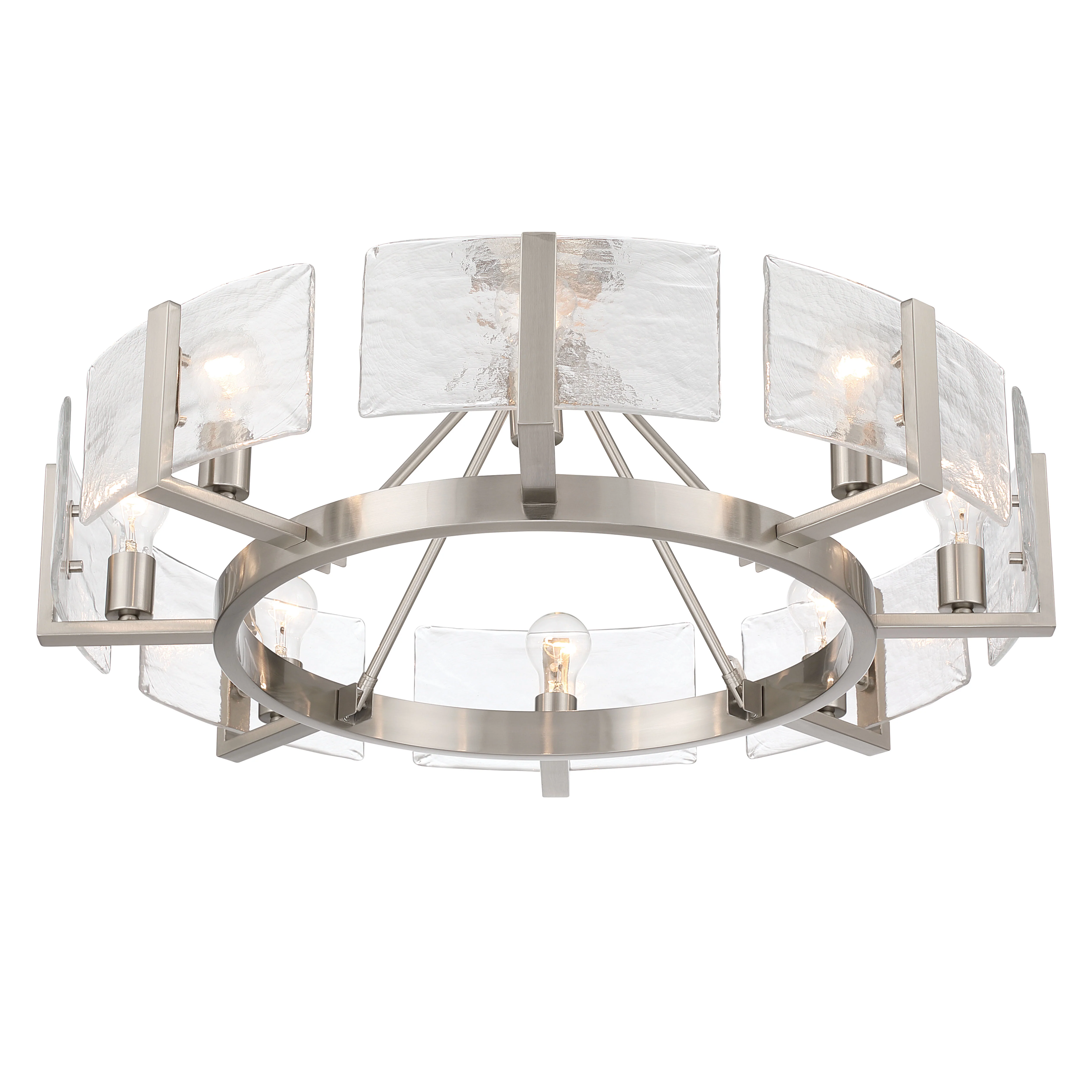 Aenon 8-Light Semi-Flush Mount in Pewter with Hammered Water Glass - Image 4
