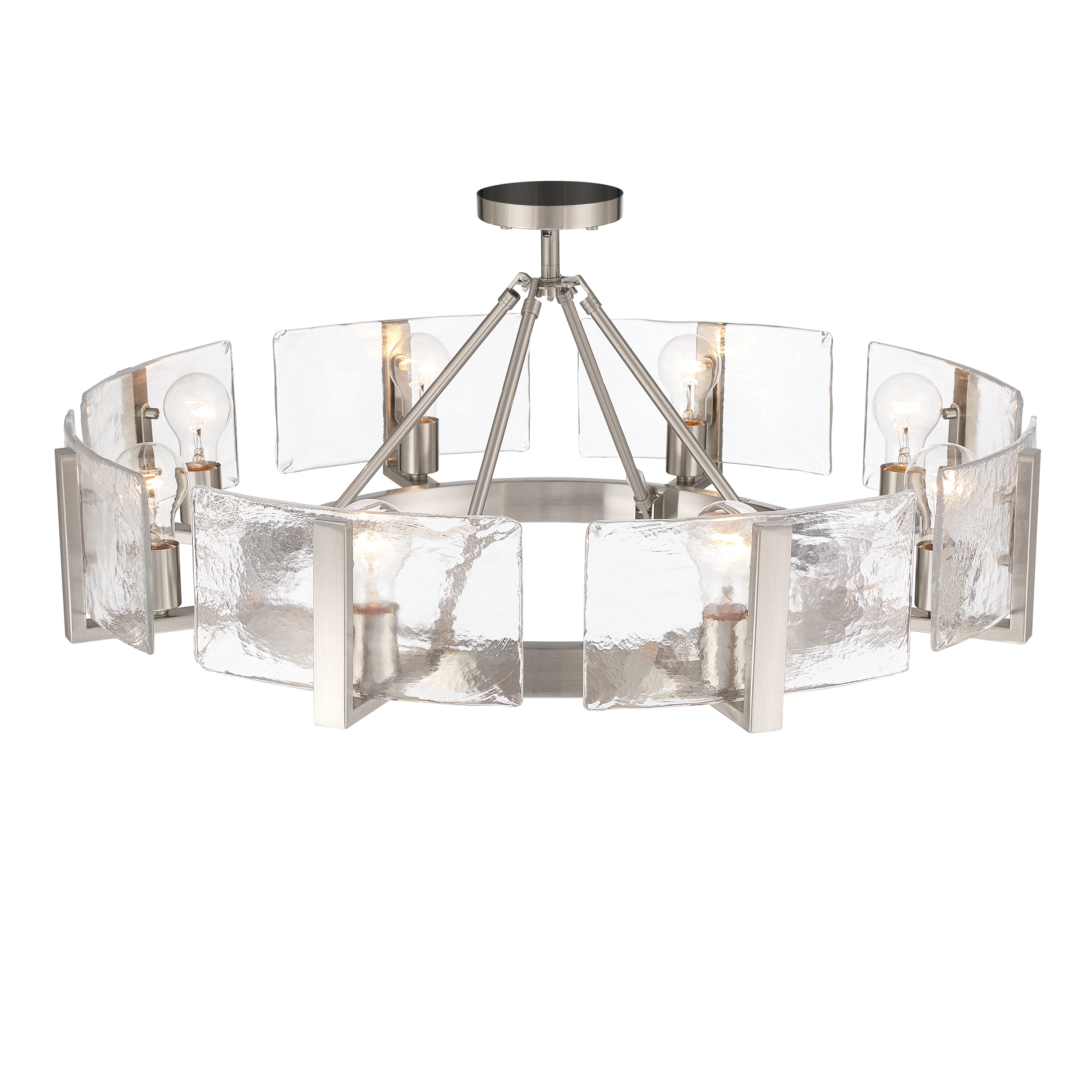 Aenon 8-Light Semi-Flush Mount in Pewter with Hammered Water Glass - Image 5