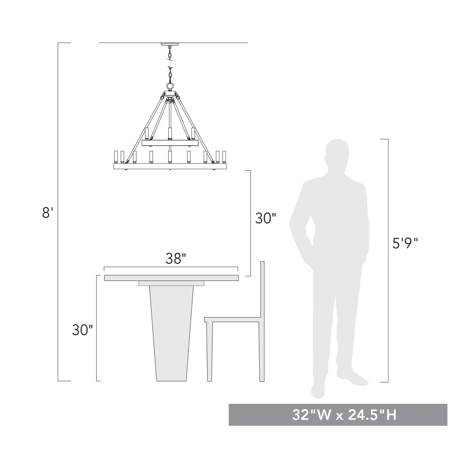 Alastair 12-light Chandelier in Matte Black - Image 6