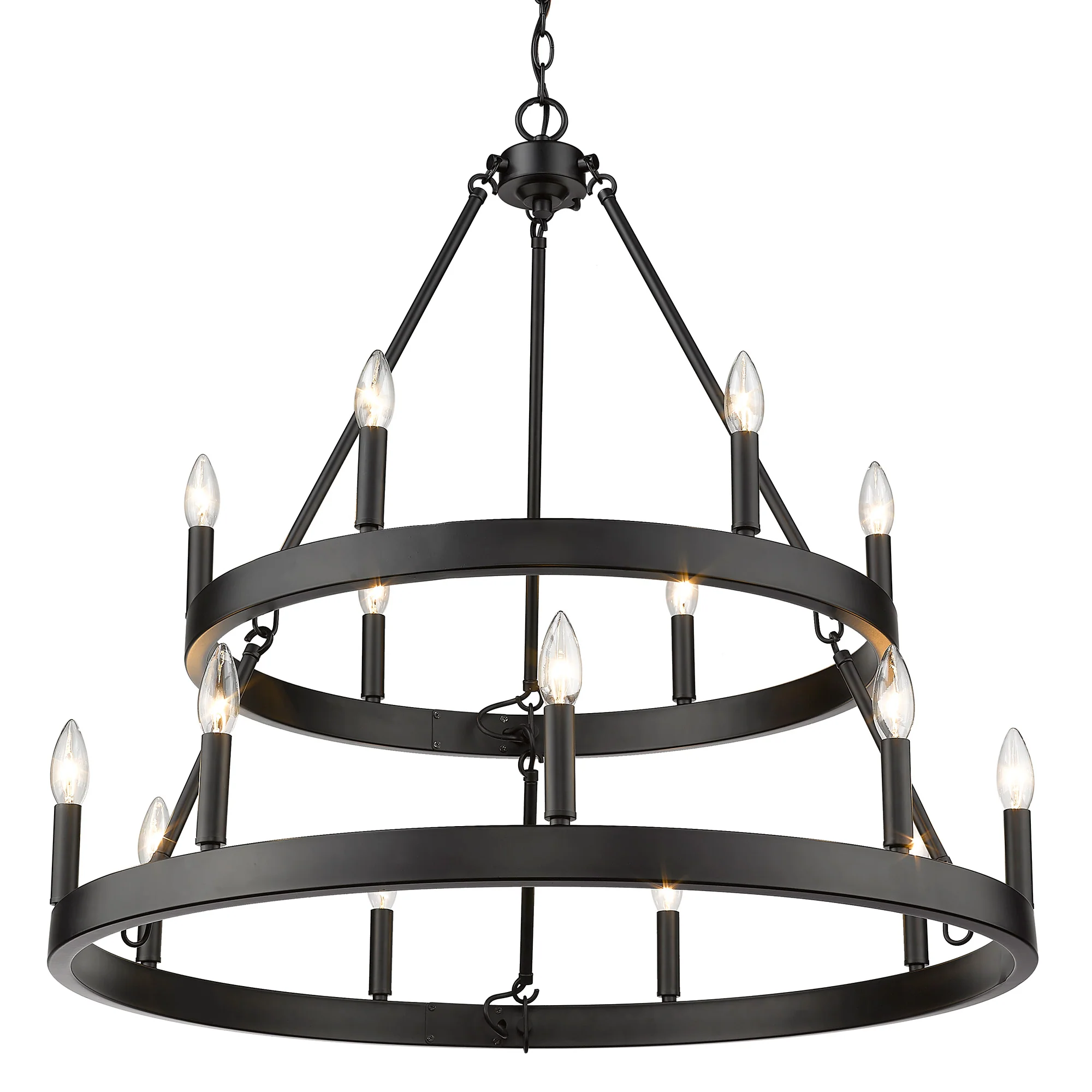 Alastair 15-light 2-tier Chandelier (6+9) Matte Black - Image 3