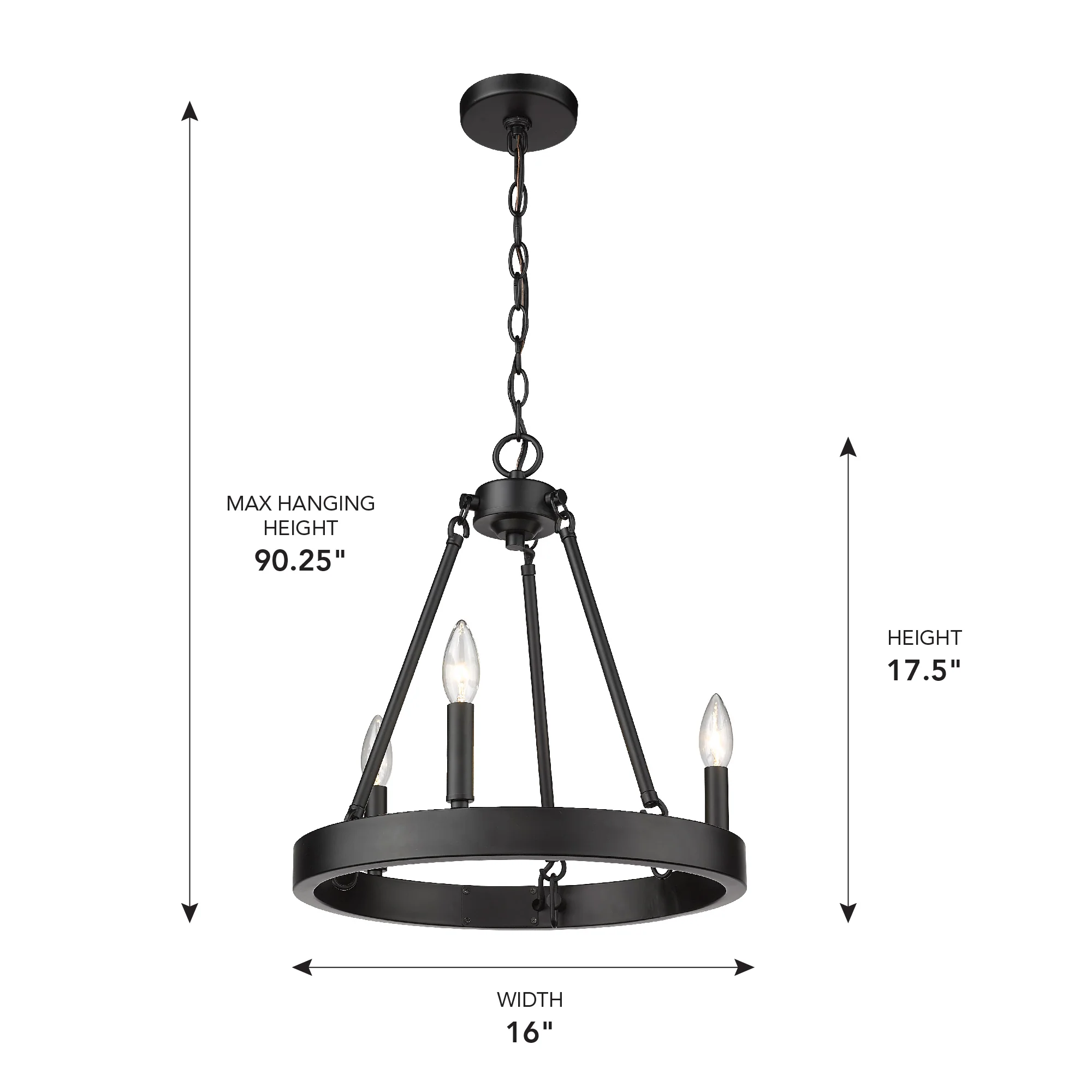 Alastair 3-light Chandelier in Matte Black - Image 3