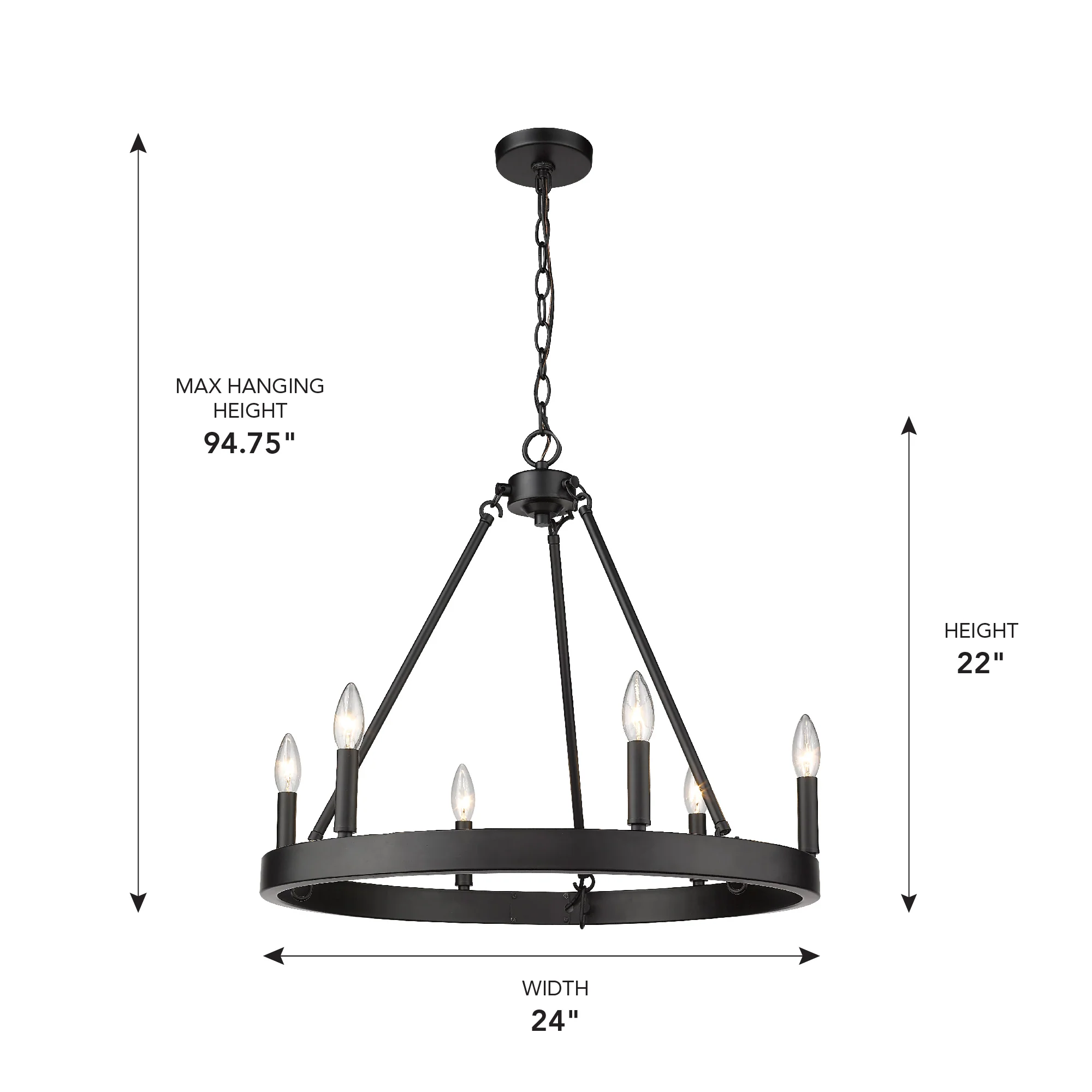Alastair 6-light Chandelier in Matte Black - Image 3
