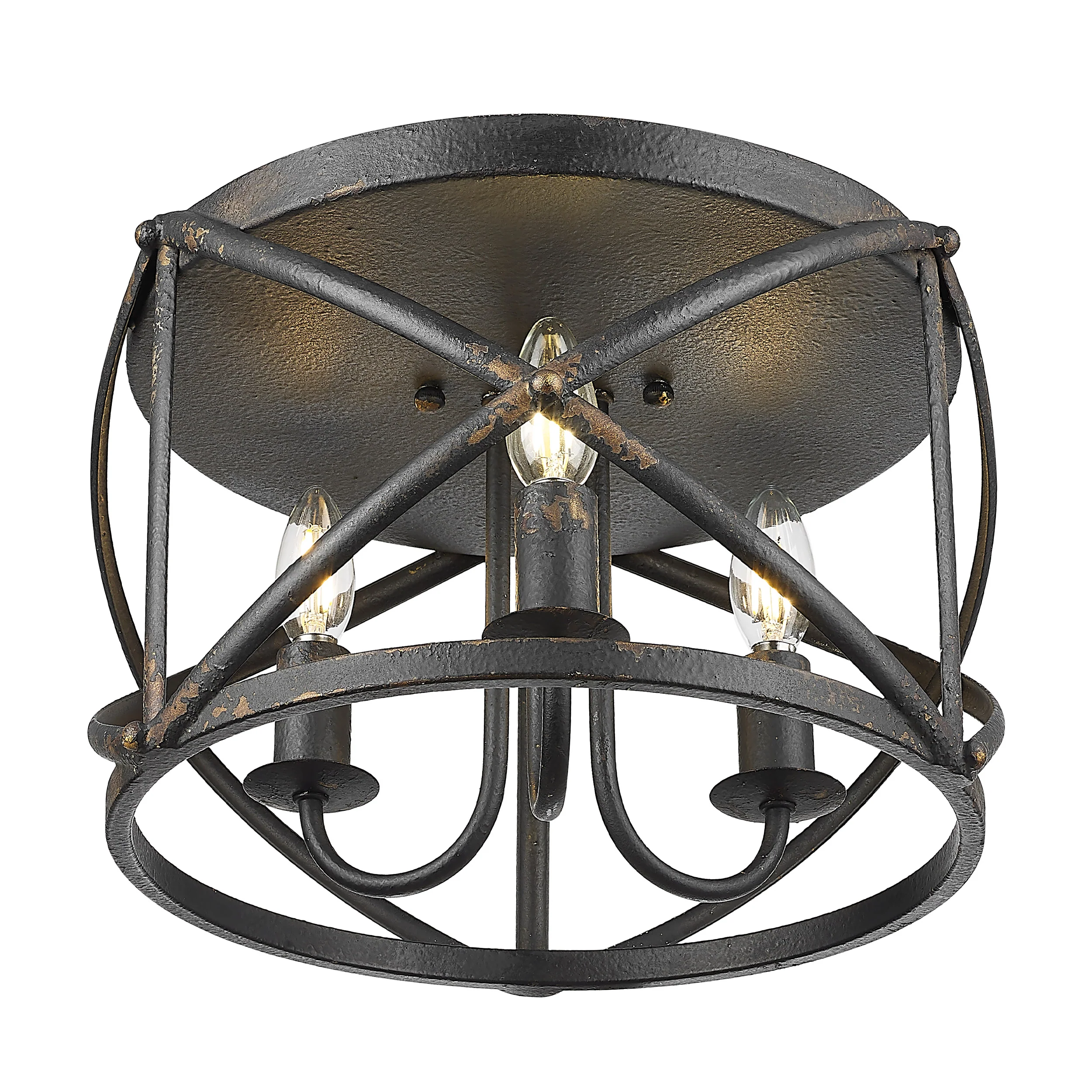 Alcott 3-light Flush Mount in Antique Black Iron - Image 3