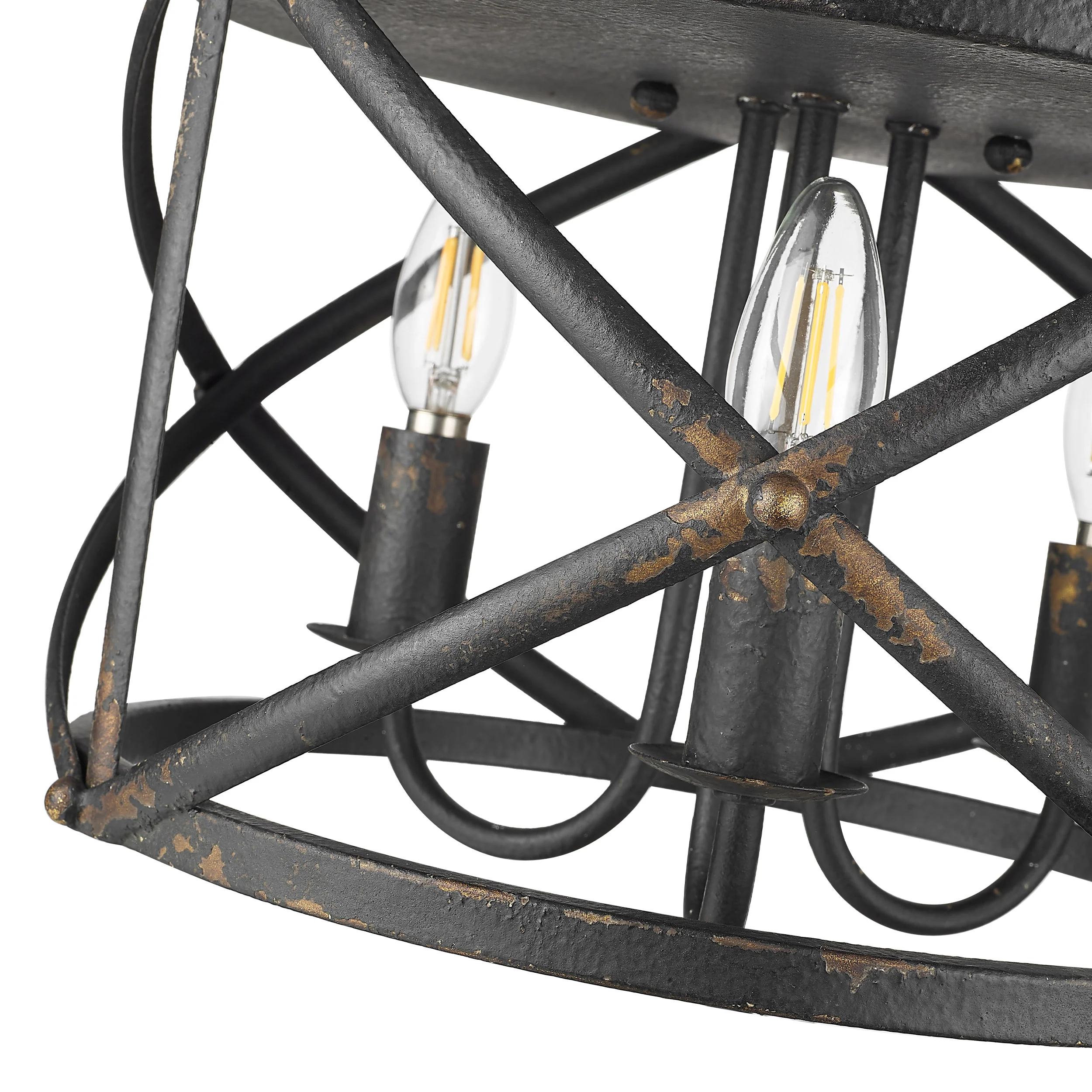 Alcott 3-light Flush Mount in Antique Black Iron - Image 6