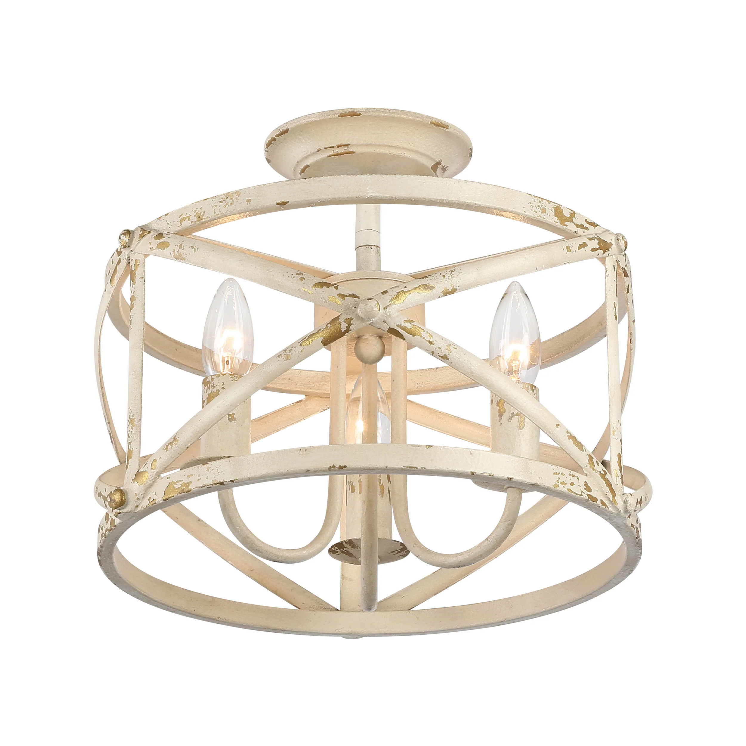 Alcott 3-light Semi-Flush Mount in Antique Ivory - Image 3