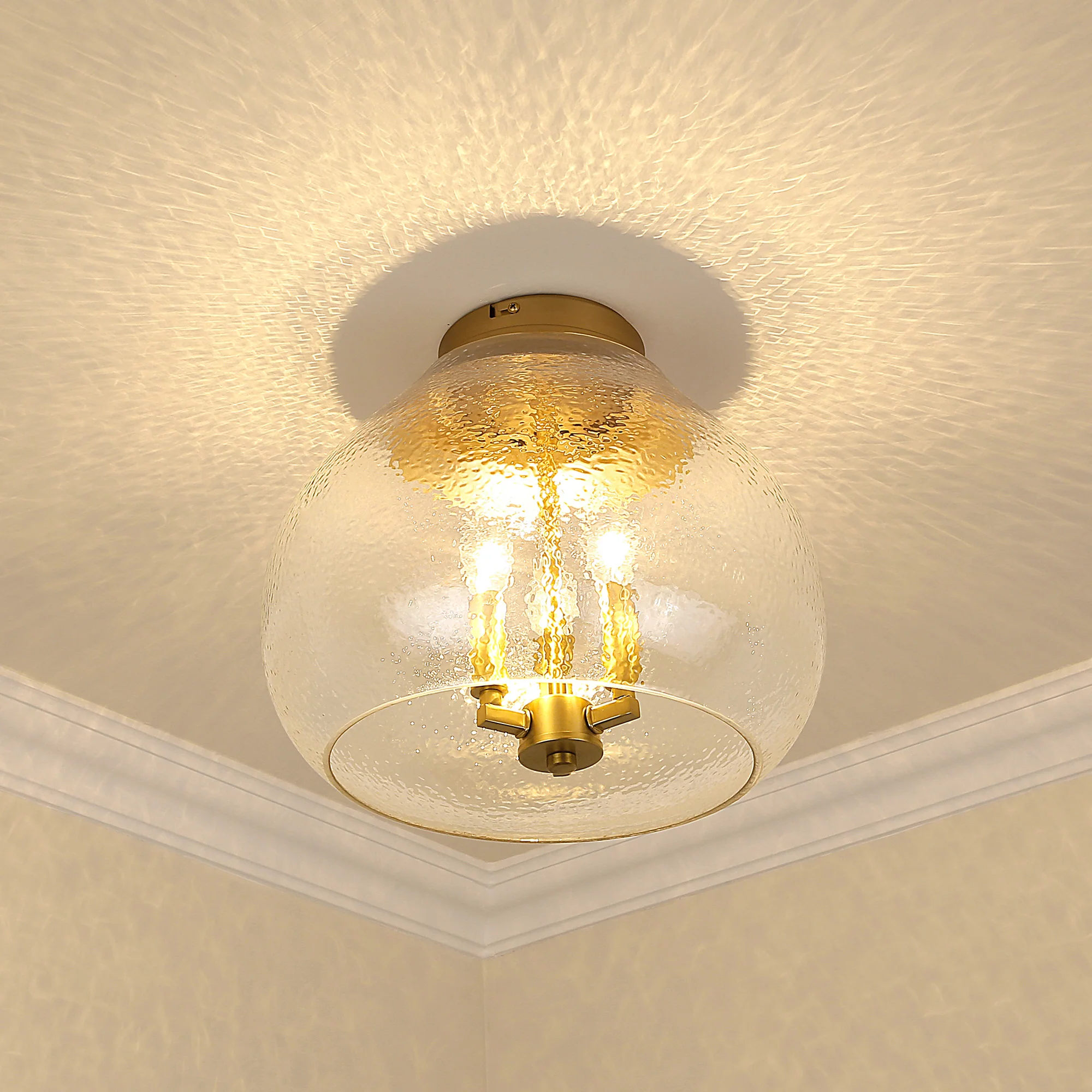 Ariella 3-light Flush Mount in Brushed Champagne Brass - Image 3