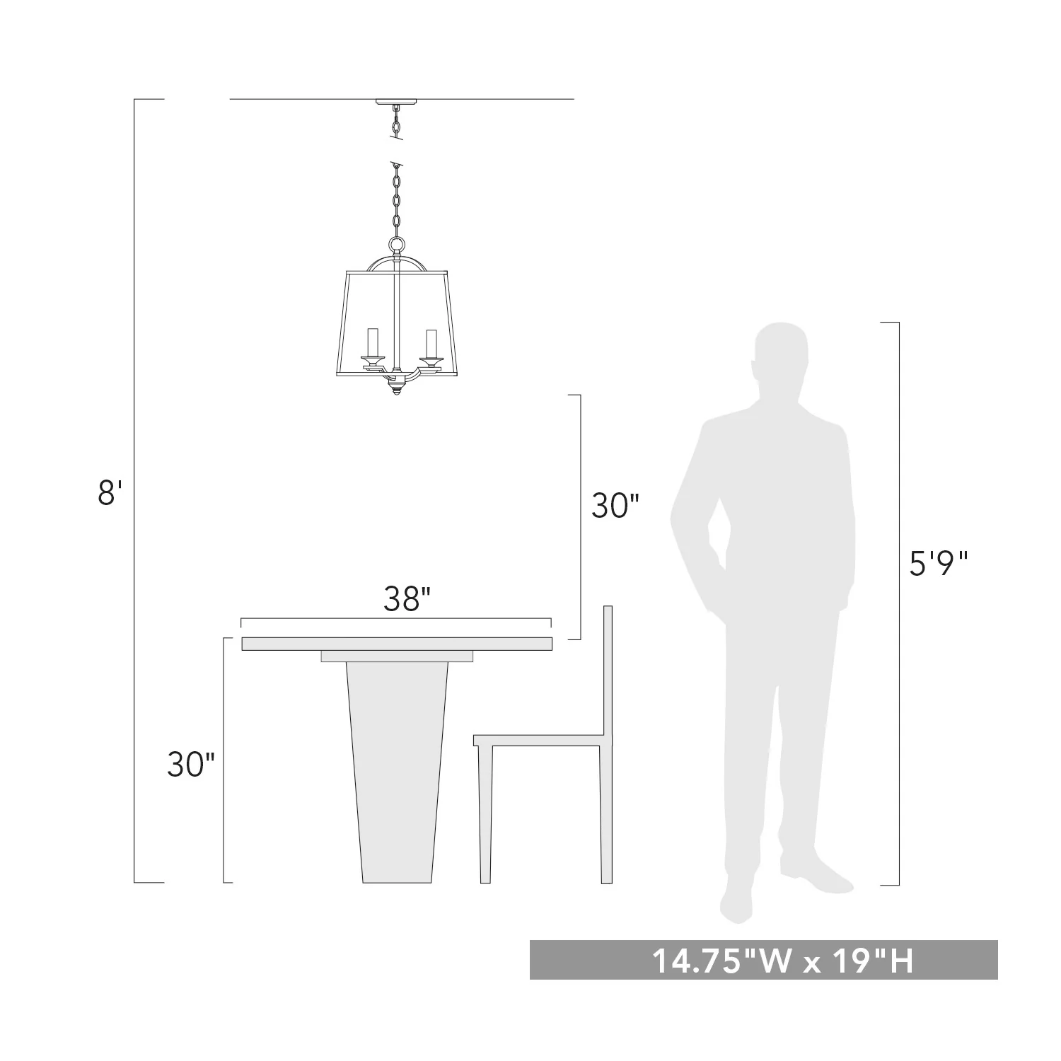 Athena 3-light Pendant in Natural Black - Image 7