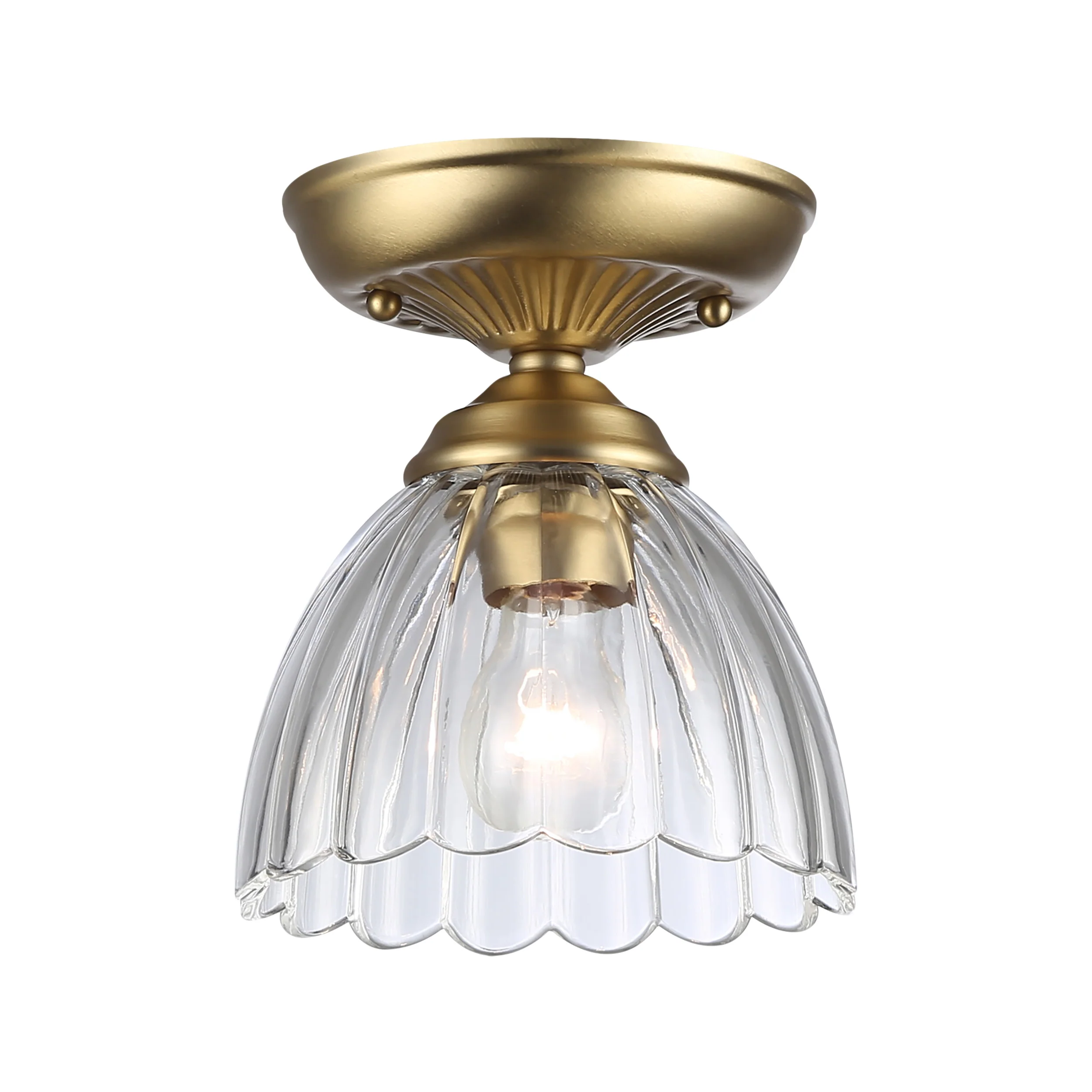Audra 1-light 7in Semi-Flush Mount in Brushed Champagne Brass
