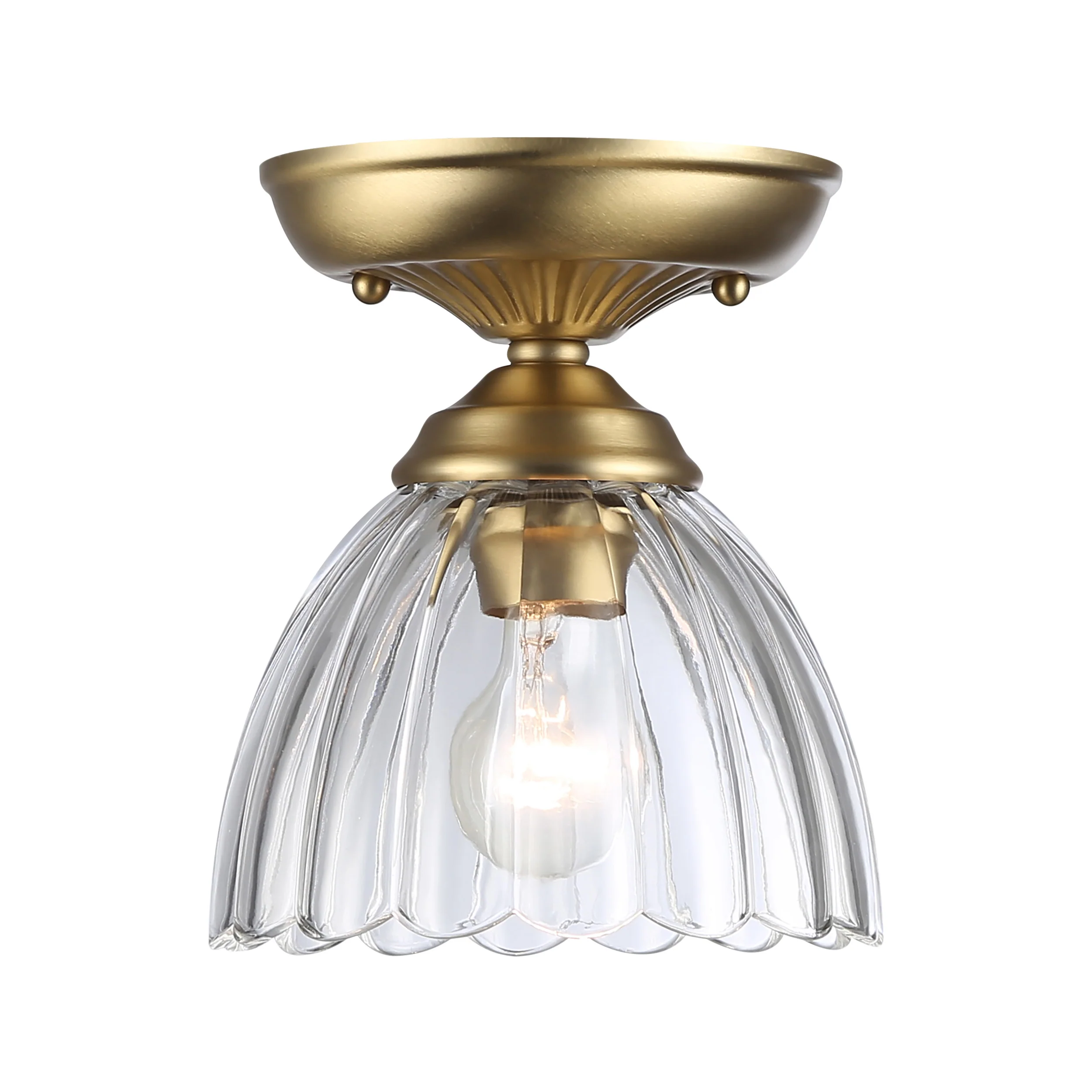 Audra 1-light 7in Semi-Flush Mount in Brushed Champagne Brass - Image 2