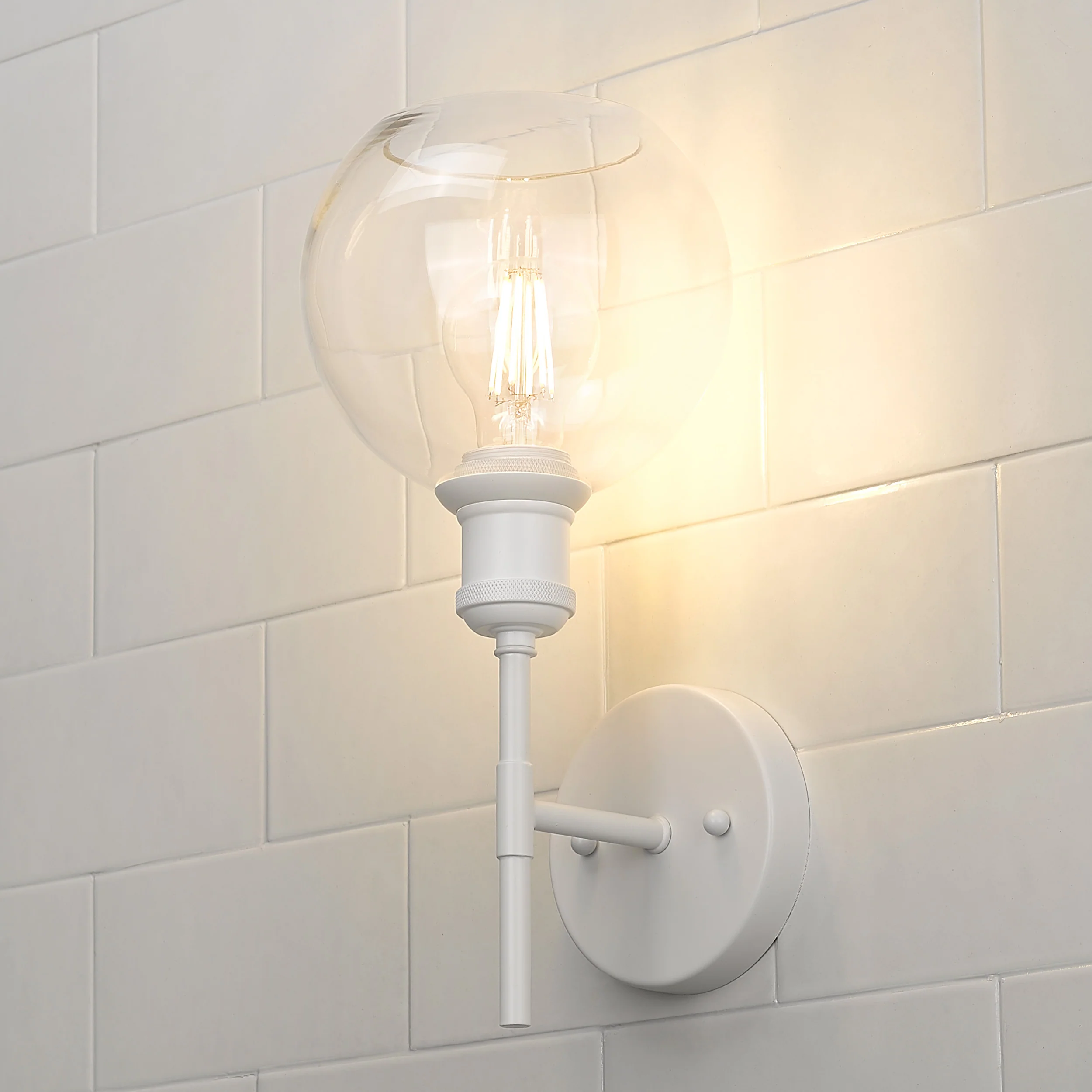 Axel 1-light Wall Sconce in Matte White and Globe Clear Glass - Image 6