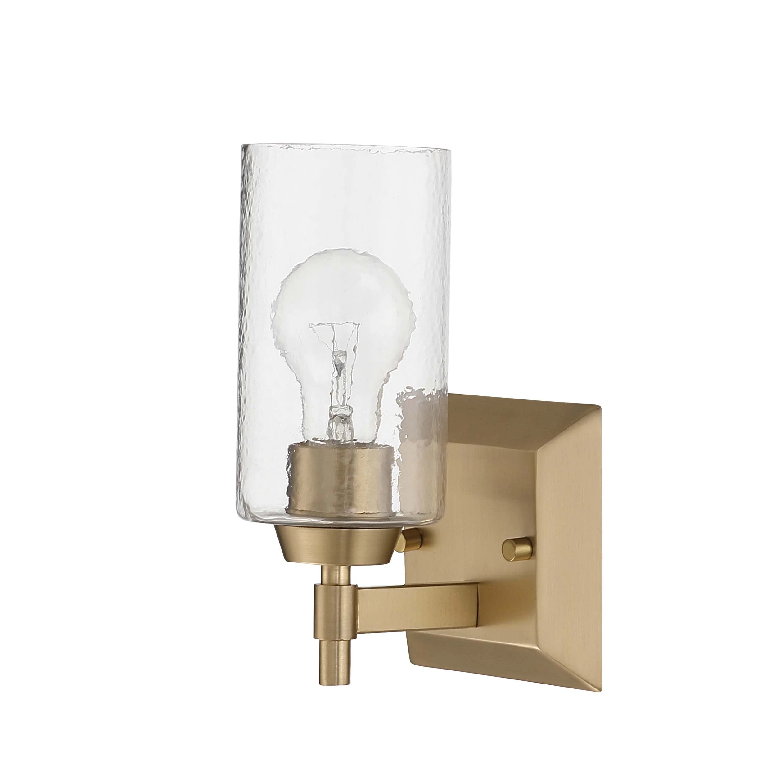 Brilia 1-light Wall Sconce Vanity in Brushed Champagne Brass with Hammered Water Glass - Image 2