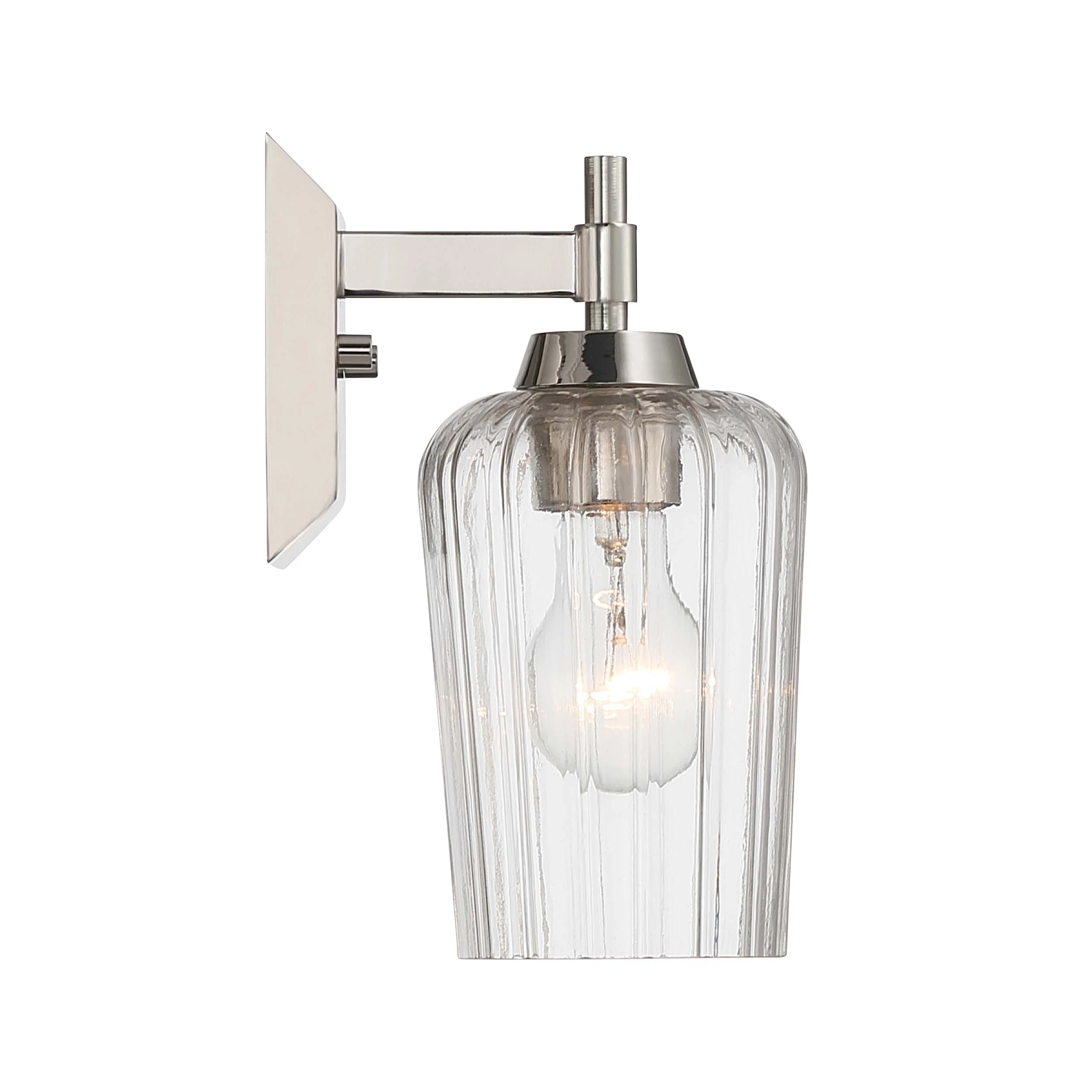 Brilia 1-light Wall Sconce Vanity in Polished Nickel with Fluted Glass - Image 5
