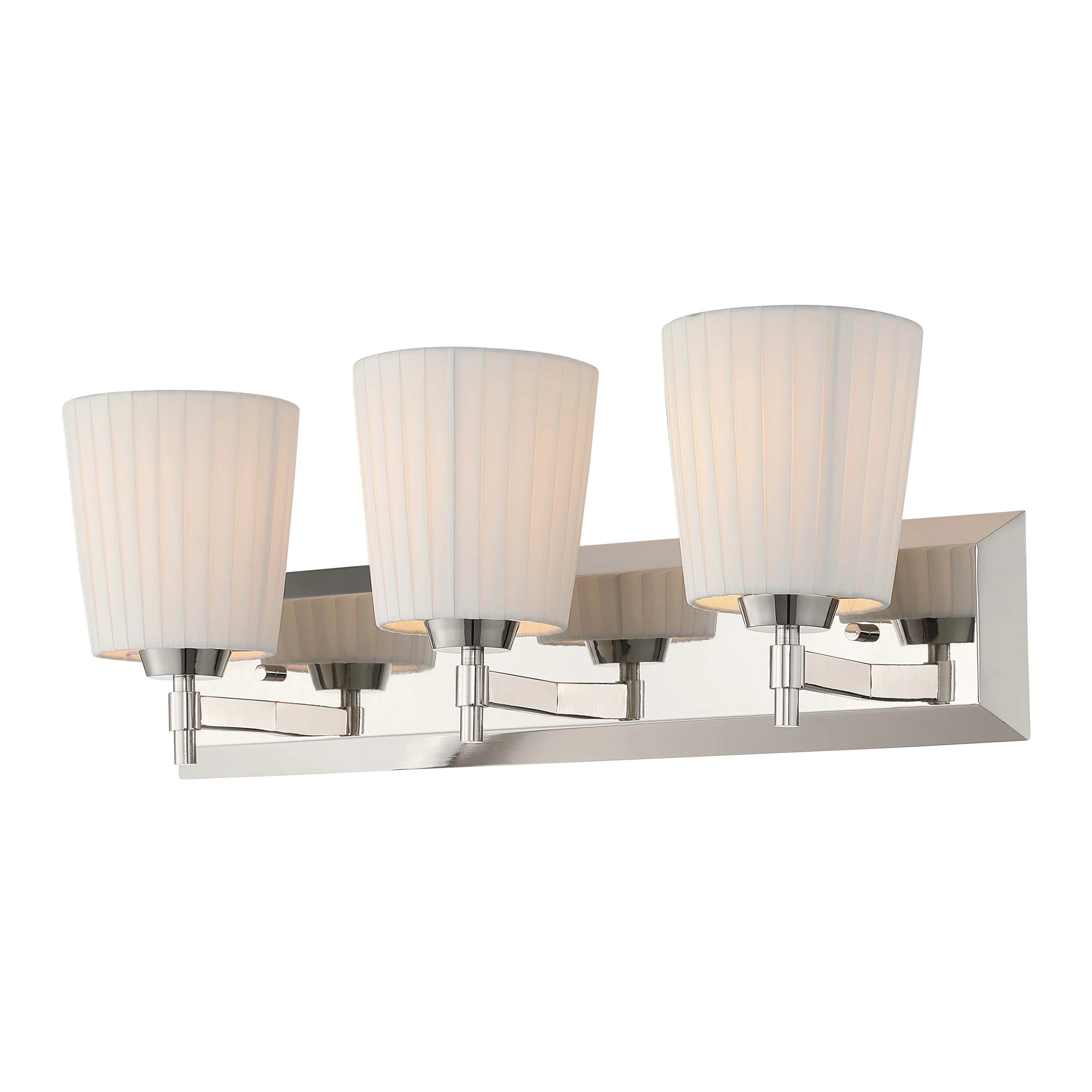 Brilia 3-light Vanity in Polished Nickel with Pleated Shade