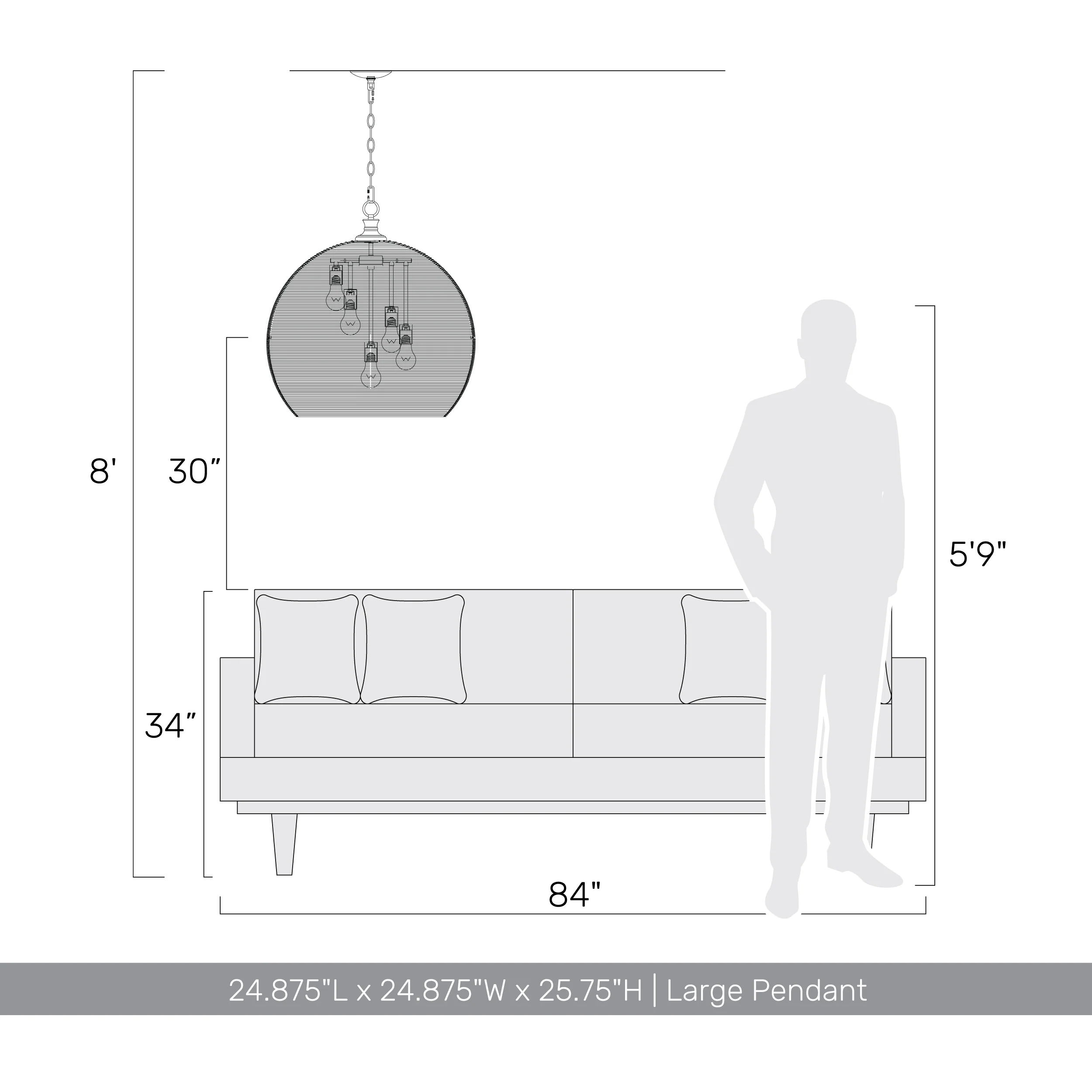 Calypso 5-light Pendant in Matte Black - Image 8