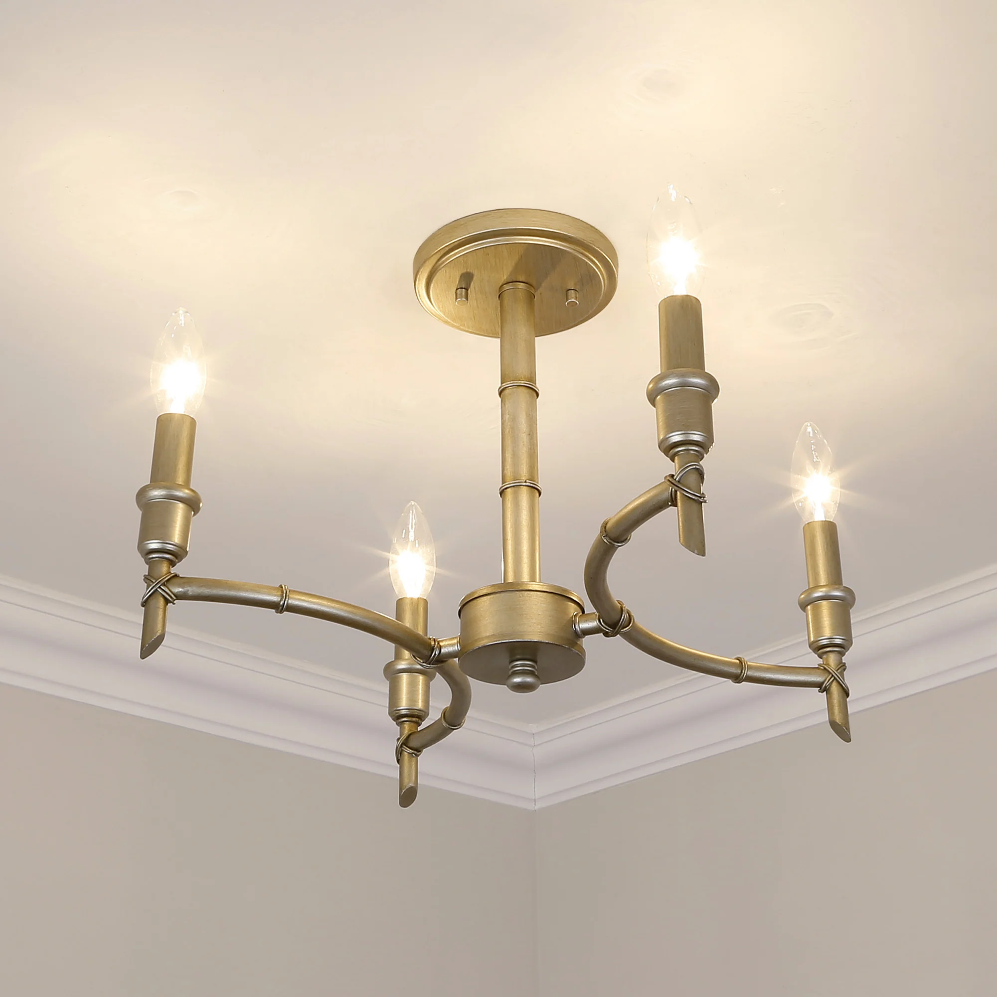 Cambay 4-light Semi-Flush Mount in White Gold - Image 6