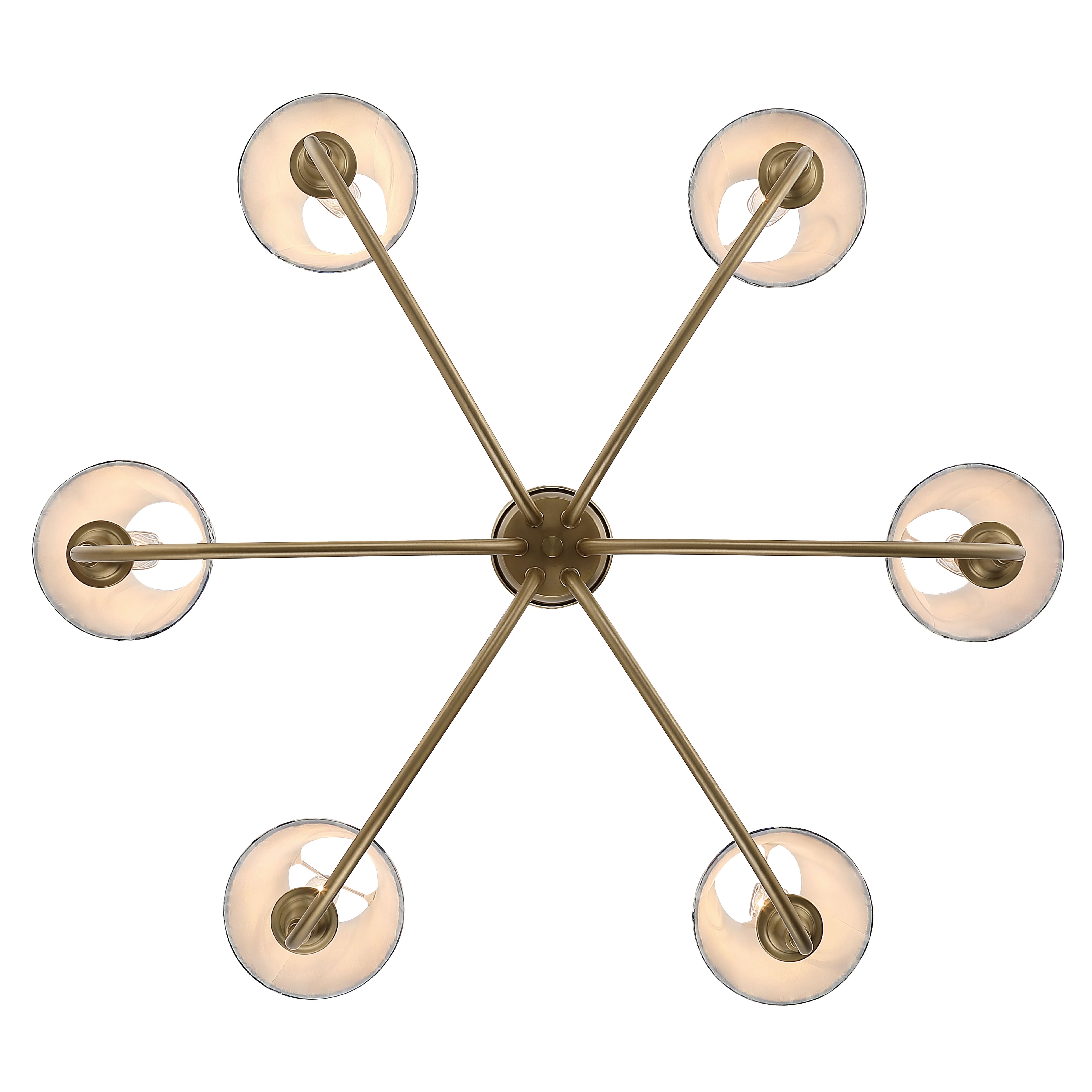 Cambria 6-Light Chandelier in Brushed Champagne Brass & Blue Poppy Shade - Image 4