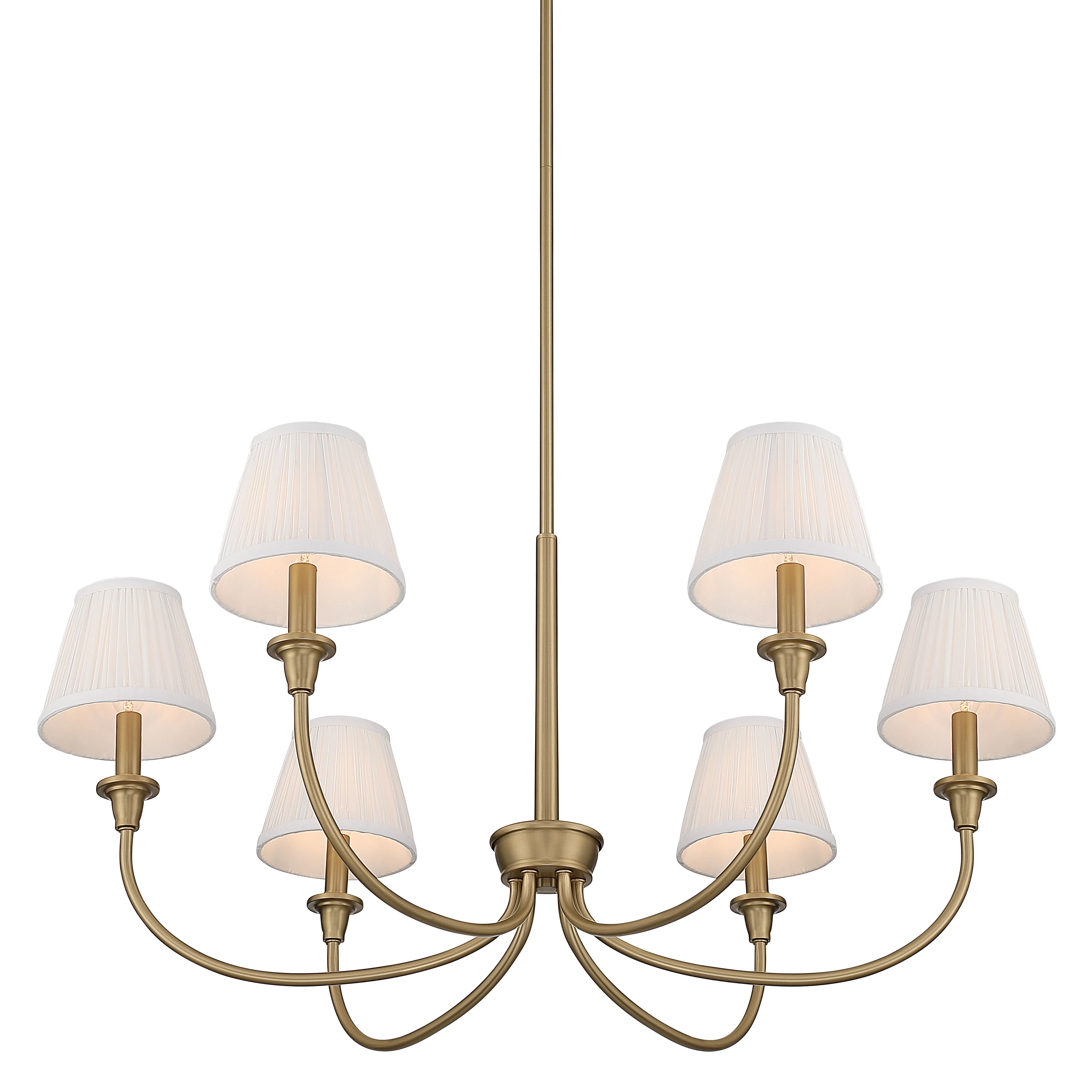 Cambria 6-Light Chandelier in Brushed Champagne Brass & Gathered White Shade - Image 3