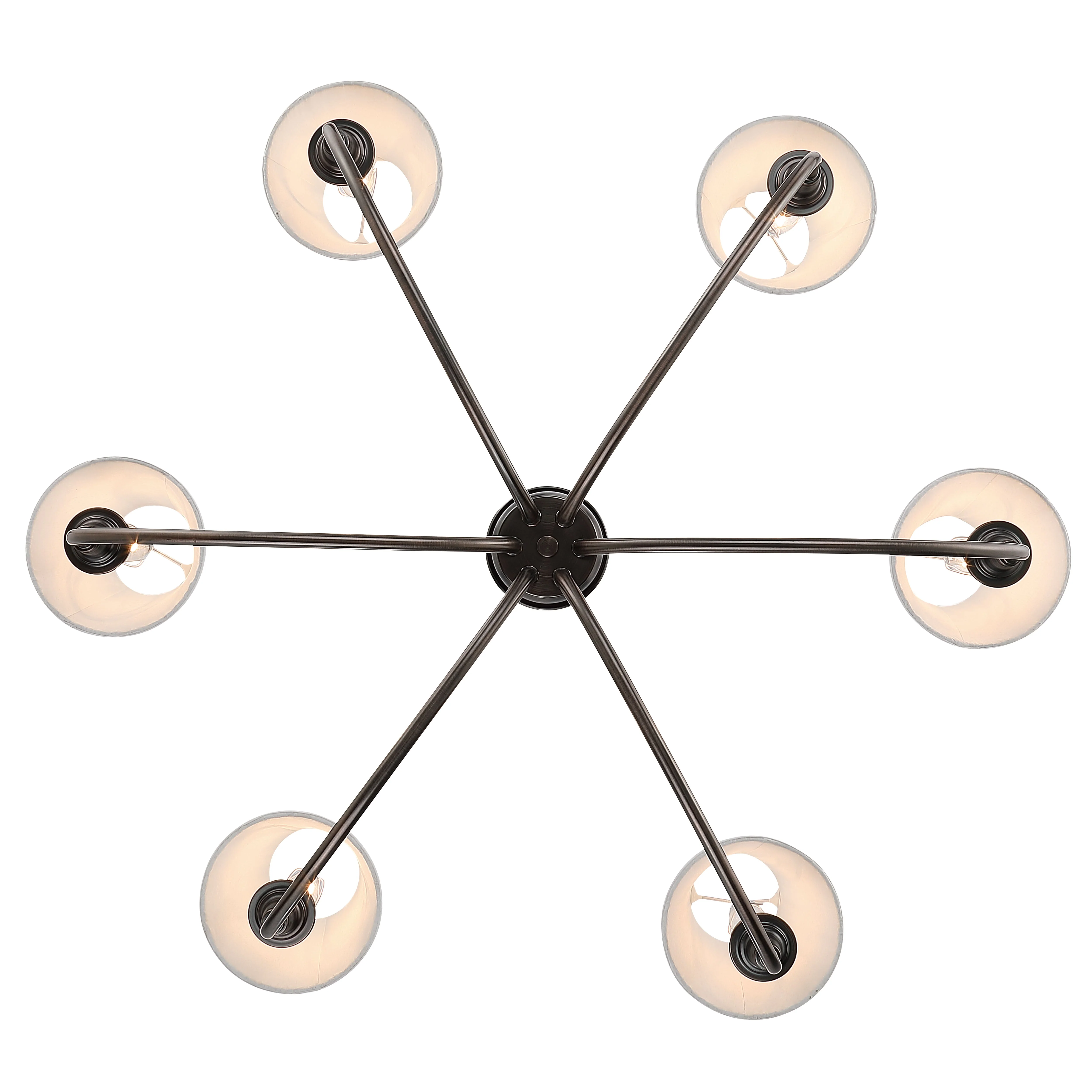 Cambria 6-light Chandelier in Oil Rubbed Bronze & Gathered White Shades - Image 5