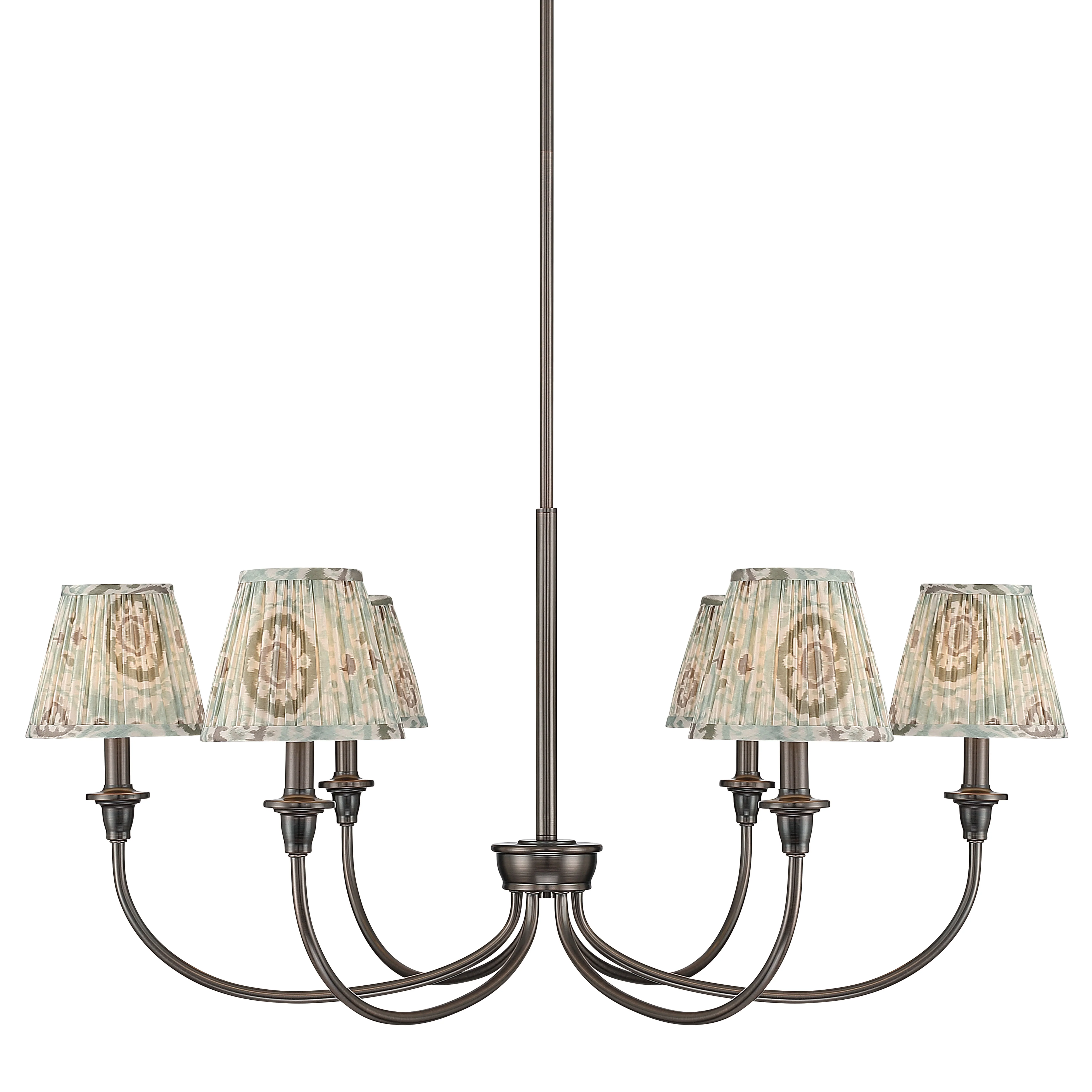 Cambria 6-Light Chandelier in Oil Rubbed Bronze & Aqua Verde Shades