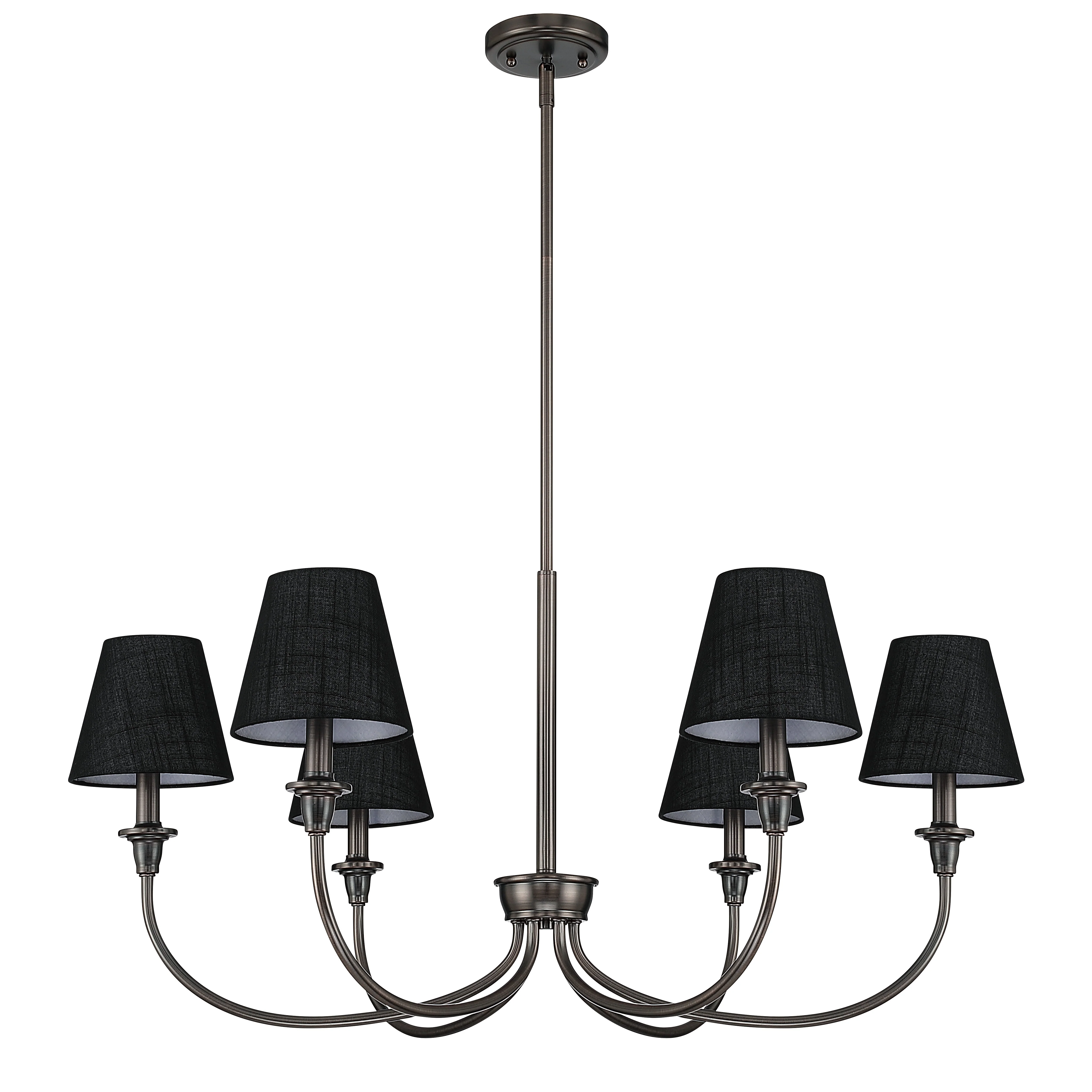 Cambria 6-Light Chandelier in Oil Rubbed Bronze & Black Shades - Image 2