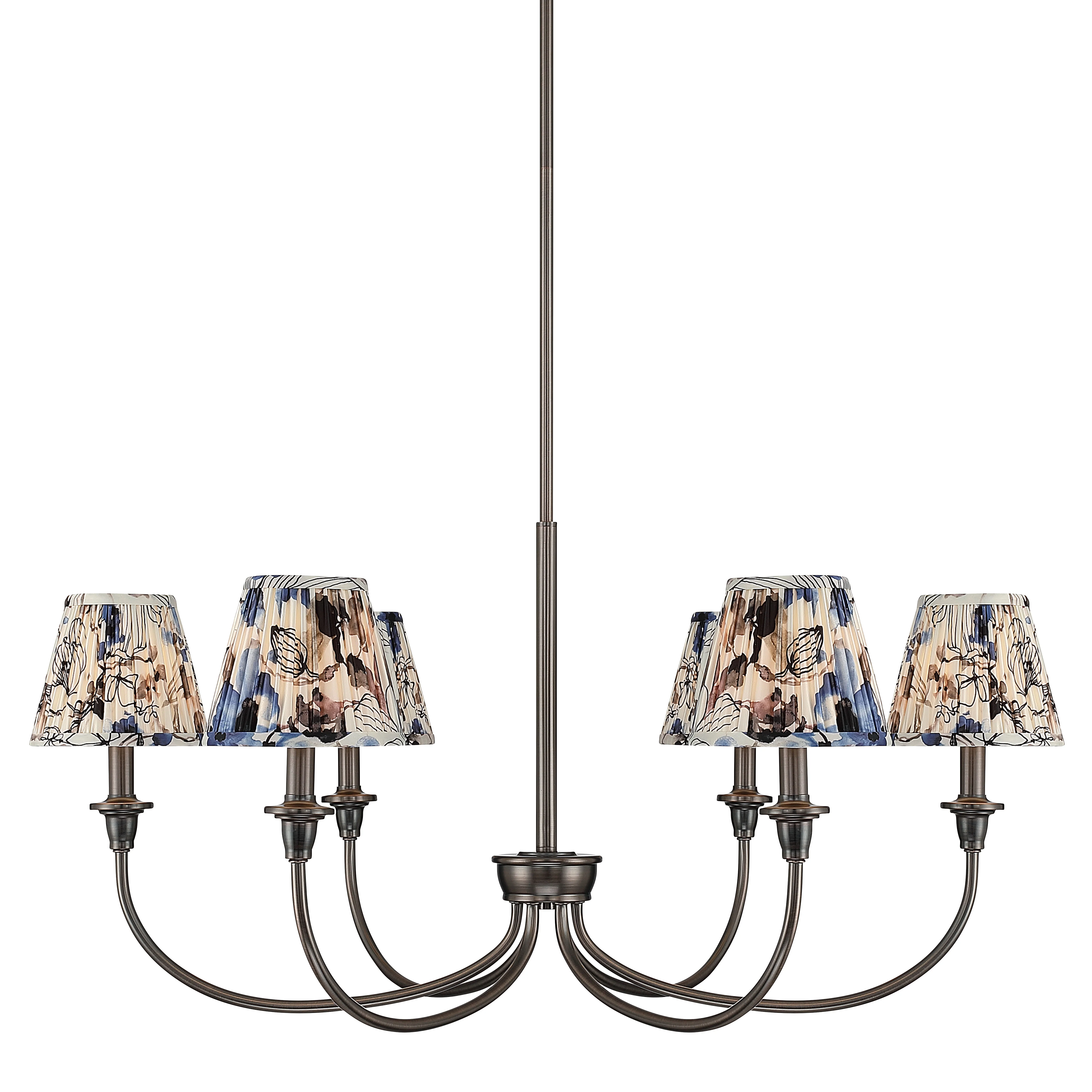 Cambria 6-light Chandelier in Oil Rubbed Bronze with Blue Poppy Shades