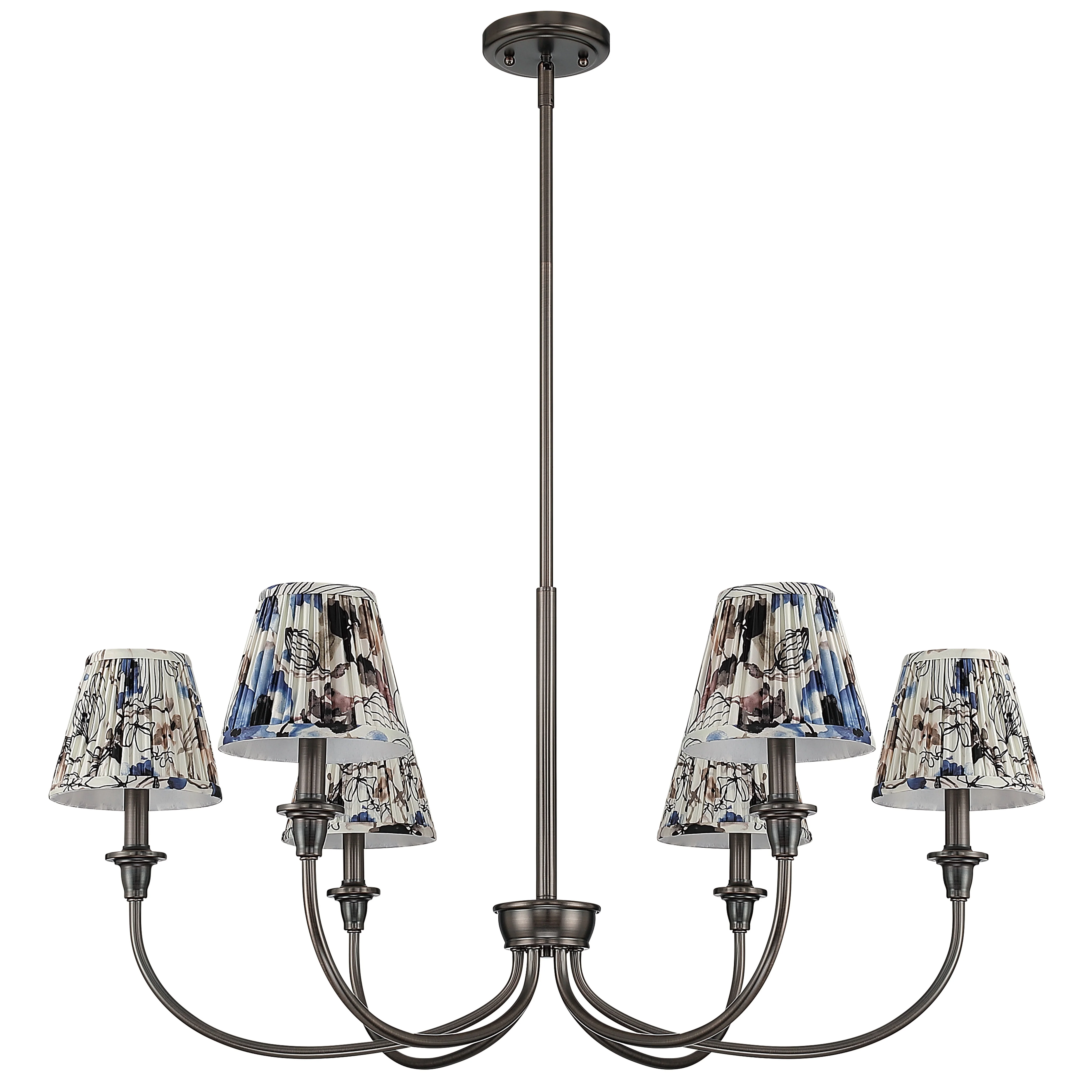 Cambria 6-light Chandelier in Oil Rubbed Bronze with Blue Poppy Shades - Image 2