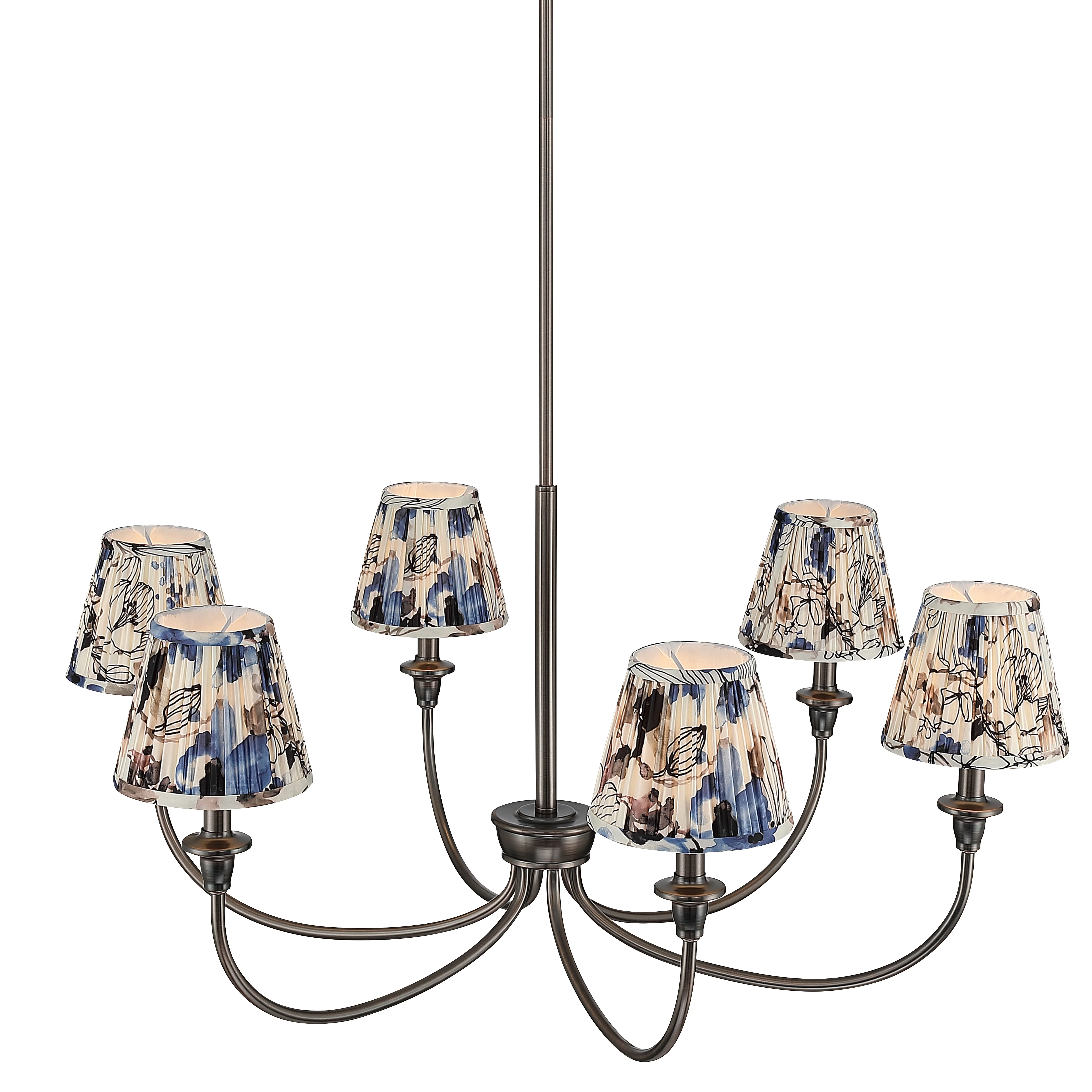 Cambria 6-light Chandelier in Oil Rubbed Bronze with Blue Poppy Shades - Image 3