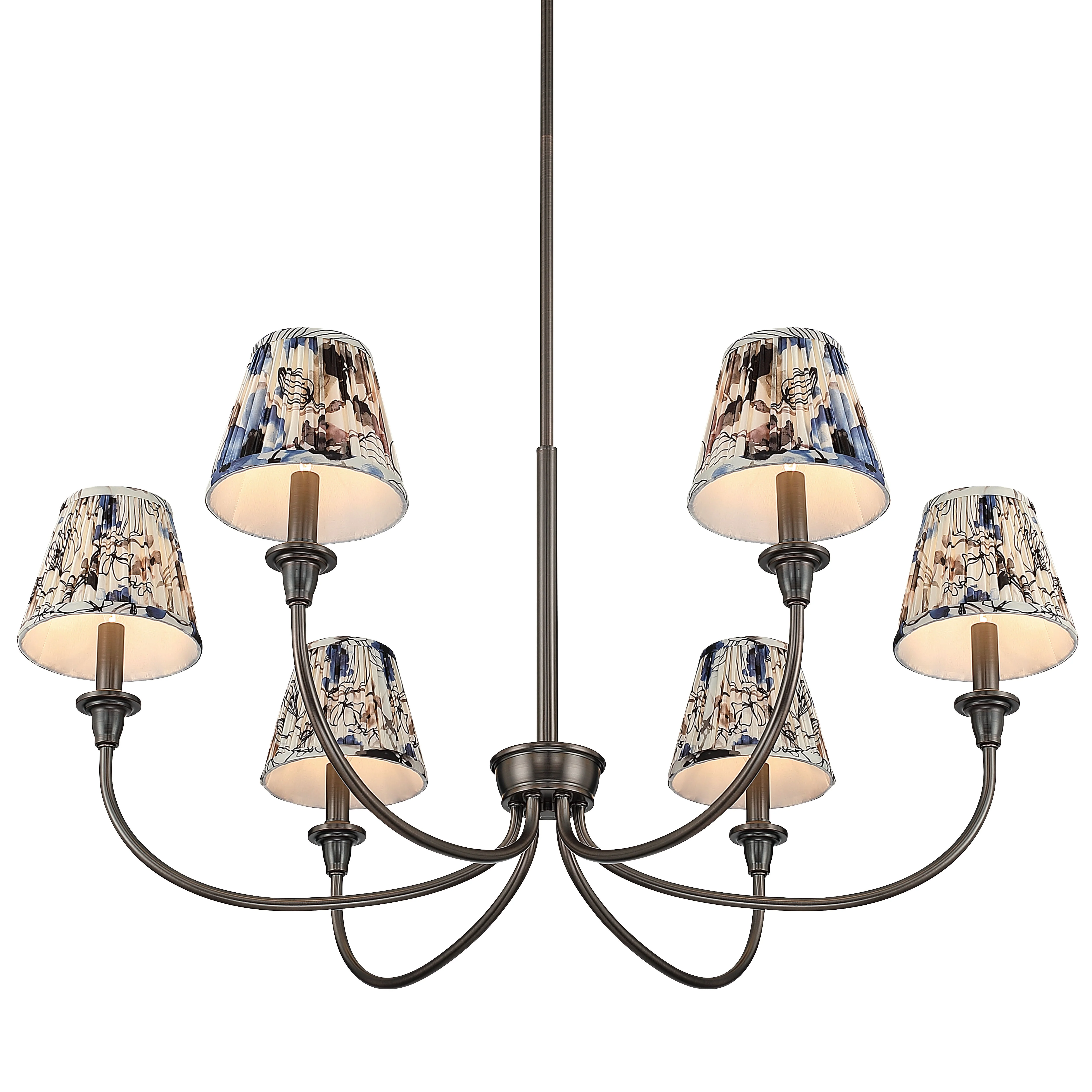 Cambria 6-light Chandelier in Oil Rubbed Bronze with Blue Poppy Shades - Image 4