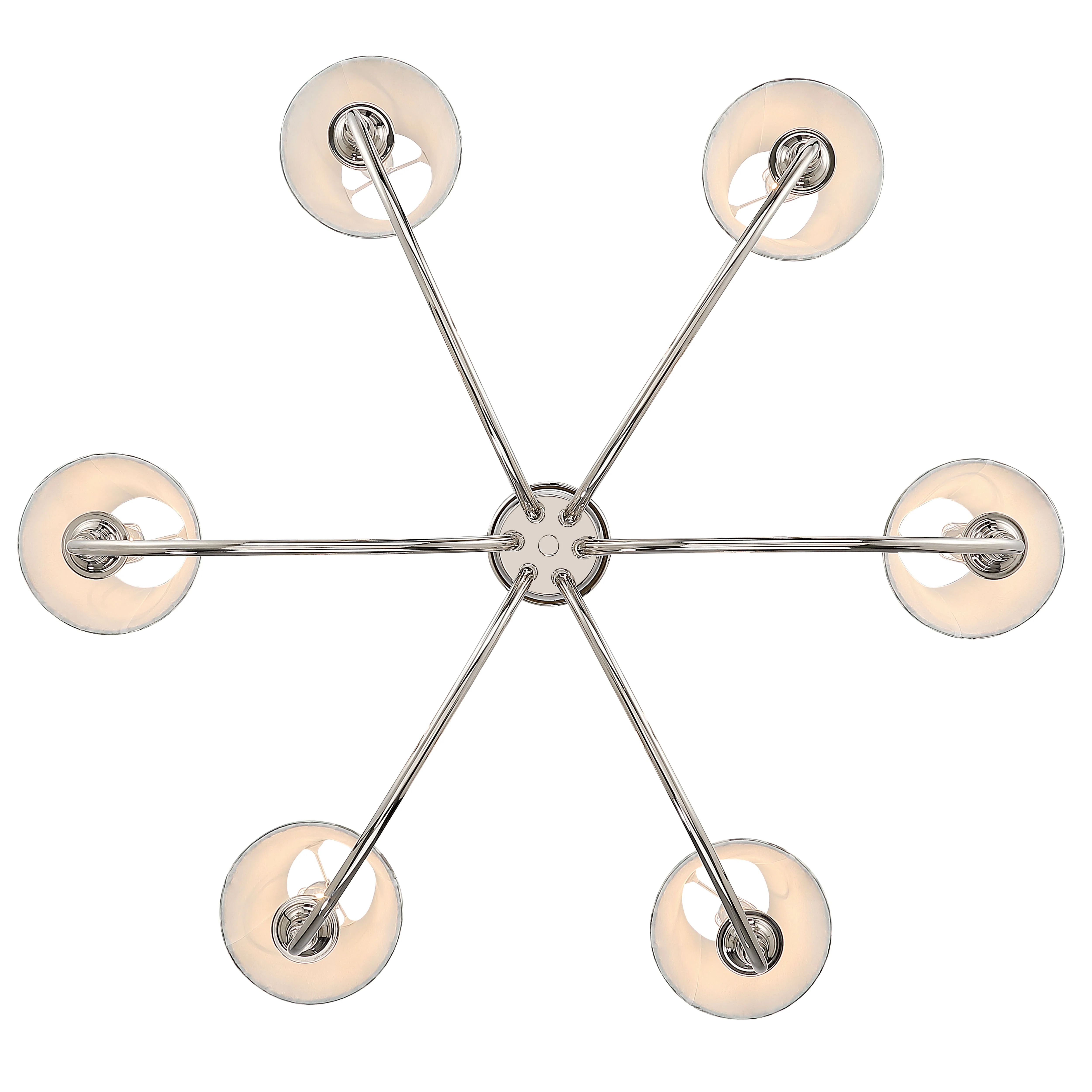 Cambria 6-light Chandelier in Polished Nickel & Blue Poppy Shades - Image 5