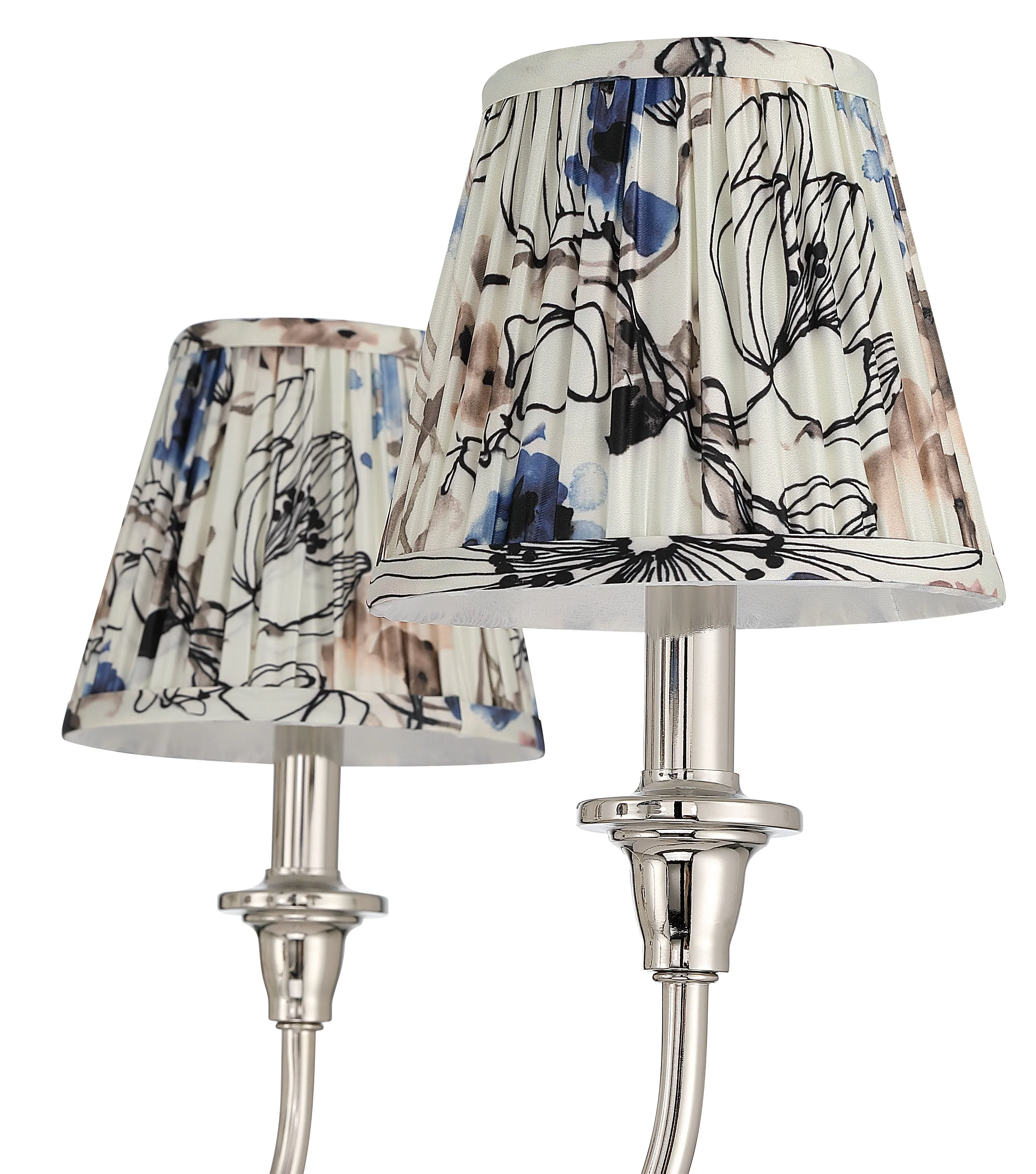 Cambria 6-light Chandelier in Polished Nickel & Blue Poppy Shades - Image 6