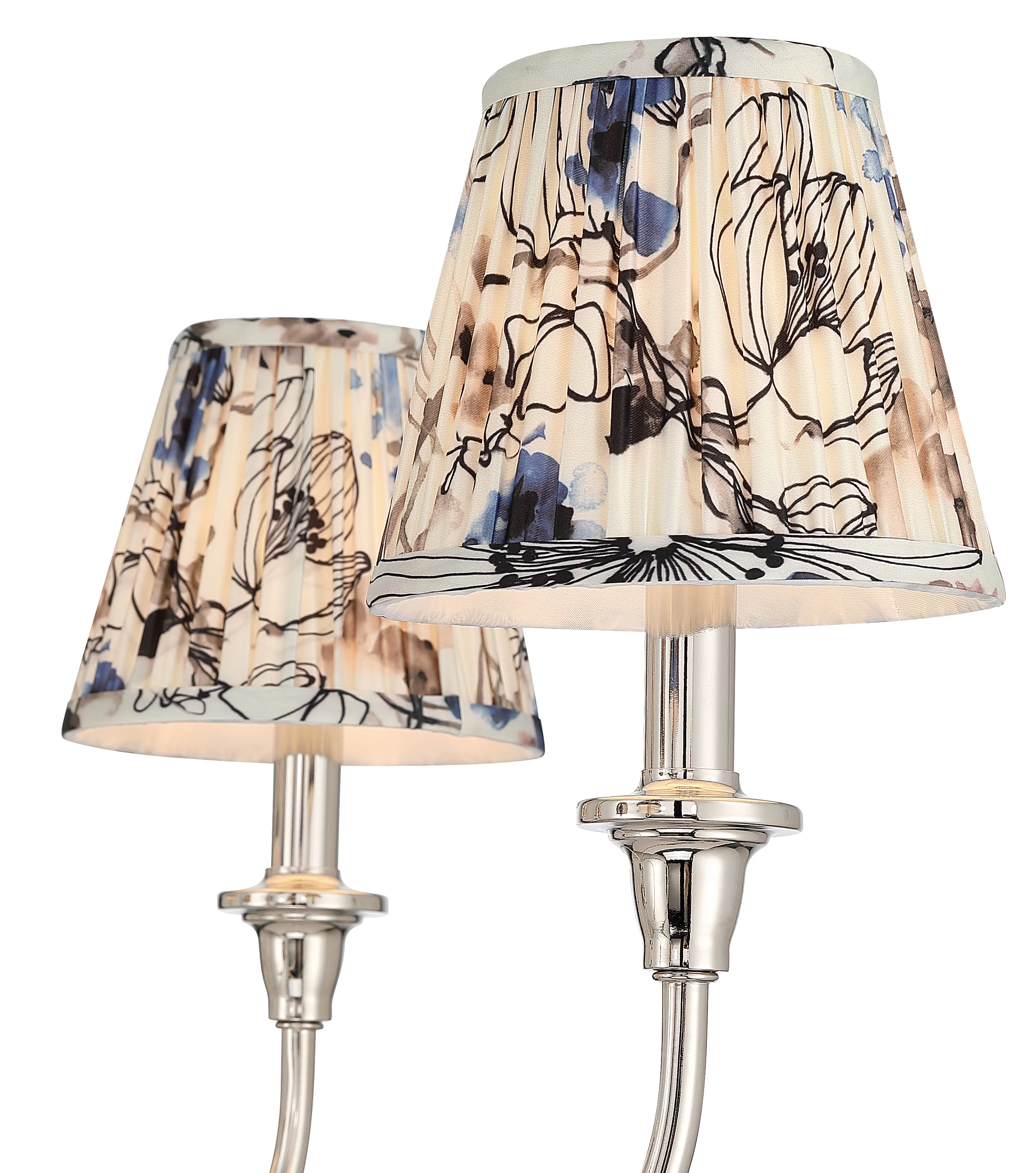 Cambria 6-light Chandelier in Polished Nickel & Blue Poppy Shades - Image 7