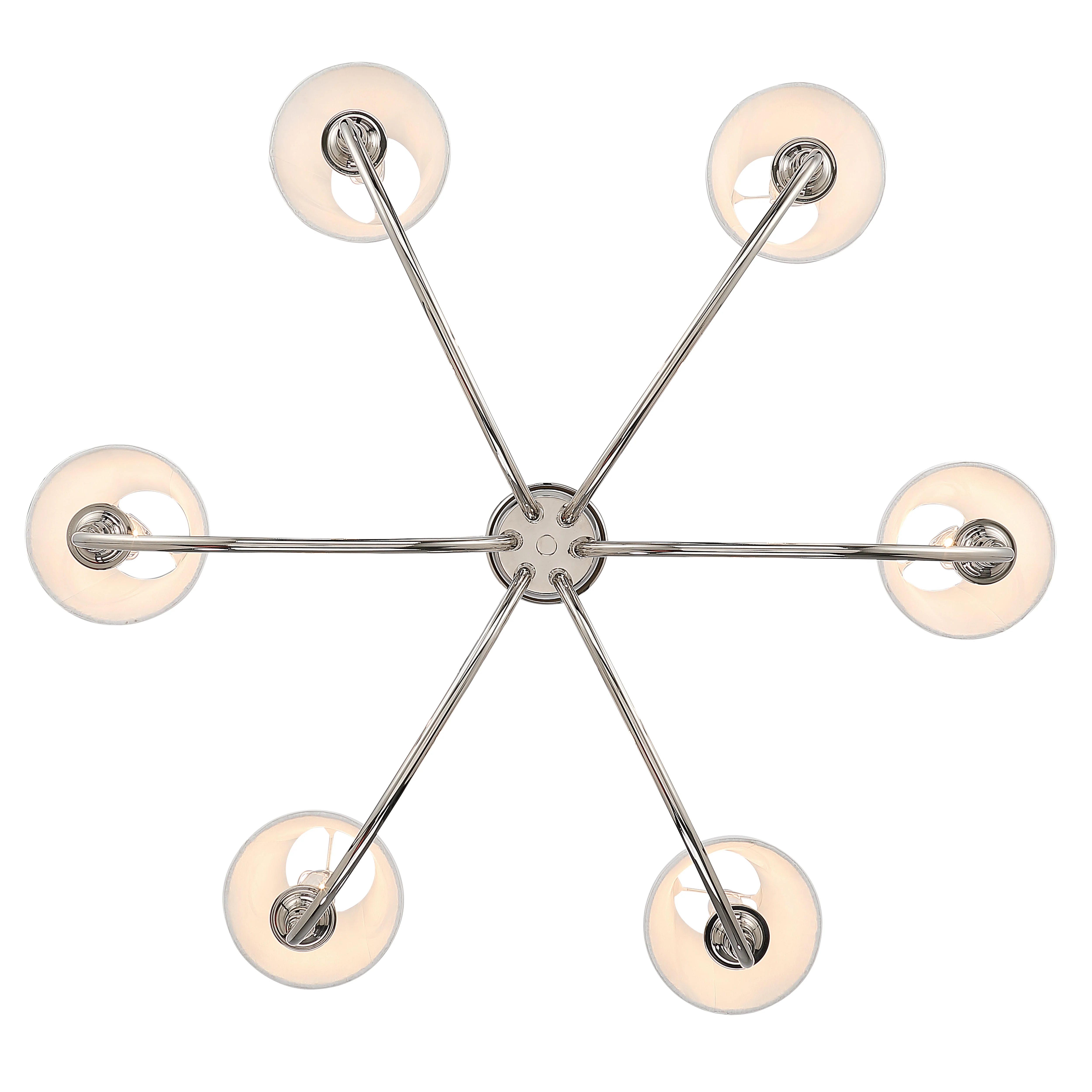 Cambria 6-light Chandelier in Polished Nickel Gathered White Shades - Image 5