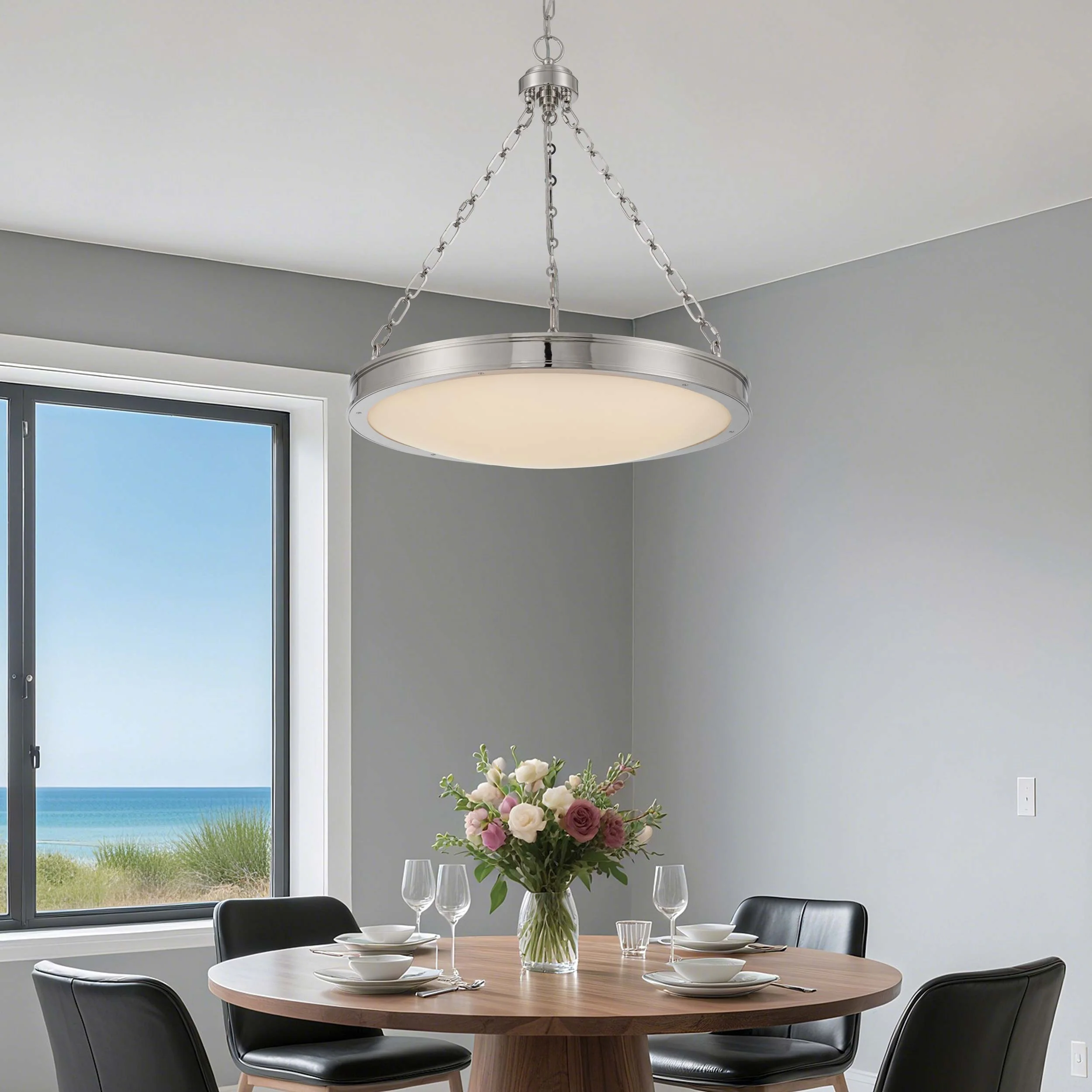 Cameron Integrated LED 24in Pendant in Polished Nickel with Etched Glass - Image 9