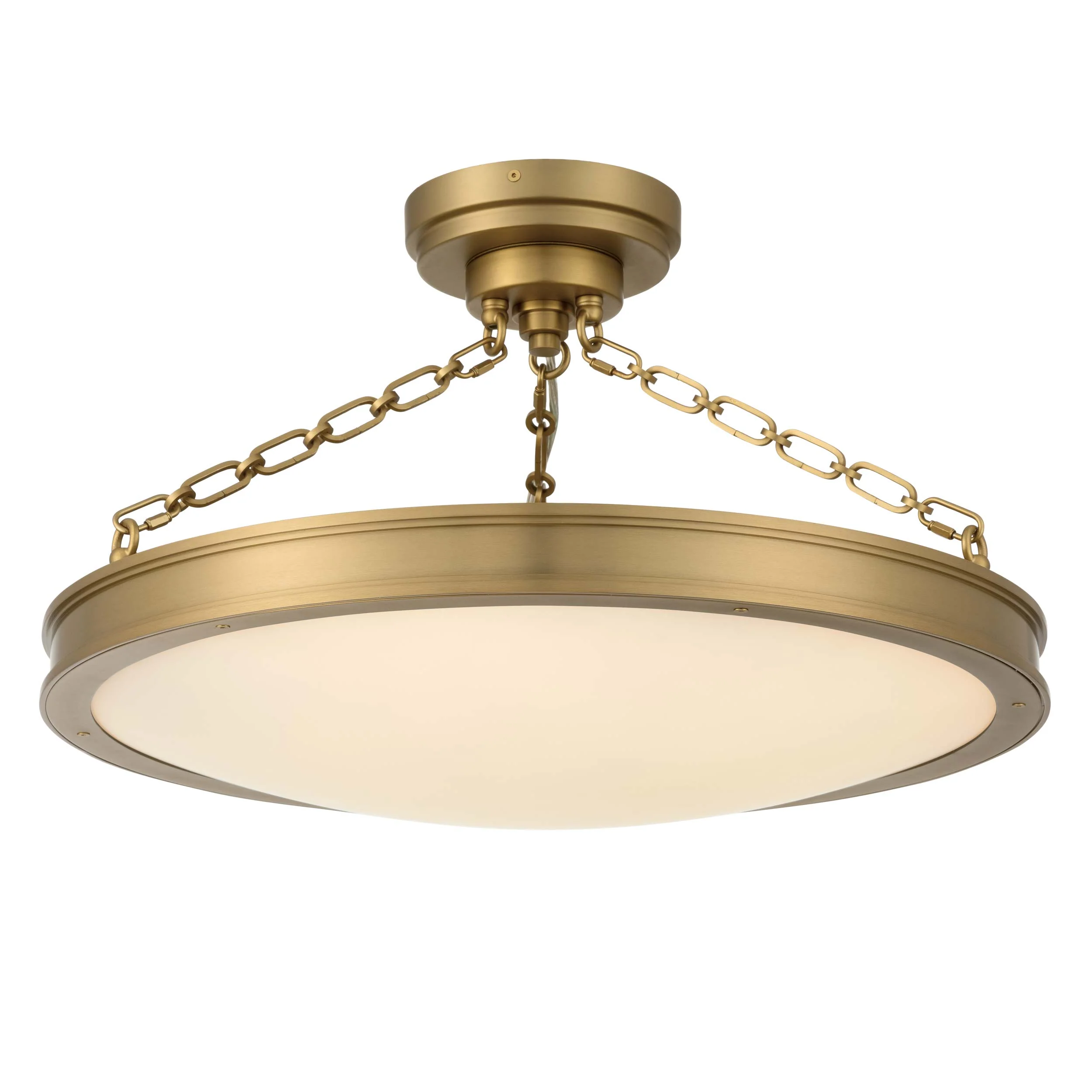 Cameron Integrated LED 24in Semi-Flush Mount in Brushed Champgne Brass with Etched Glass