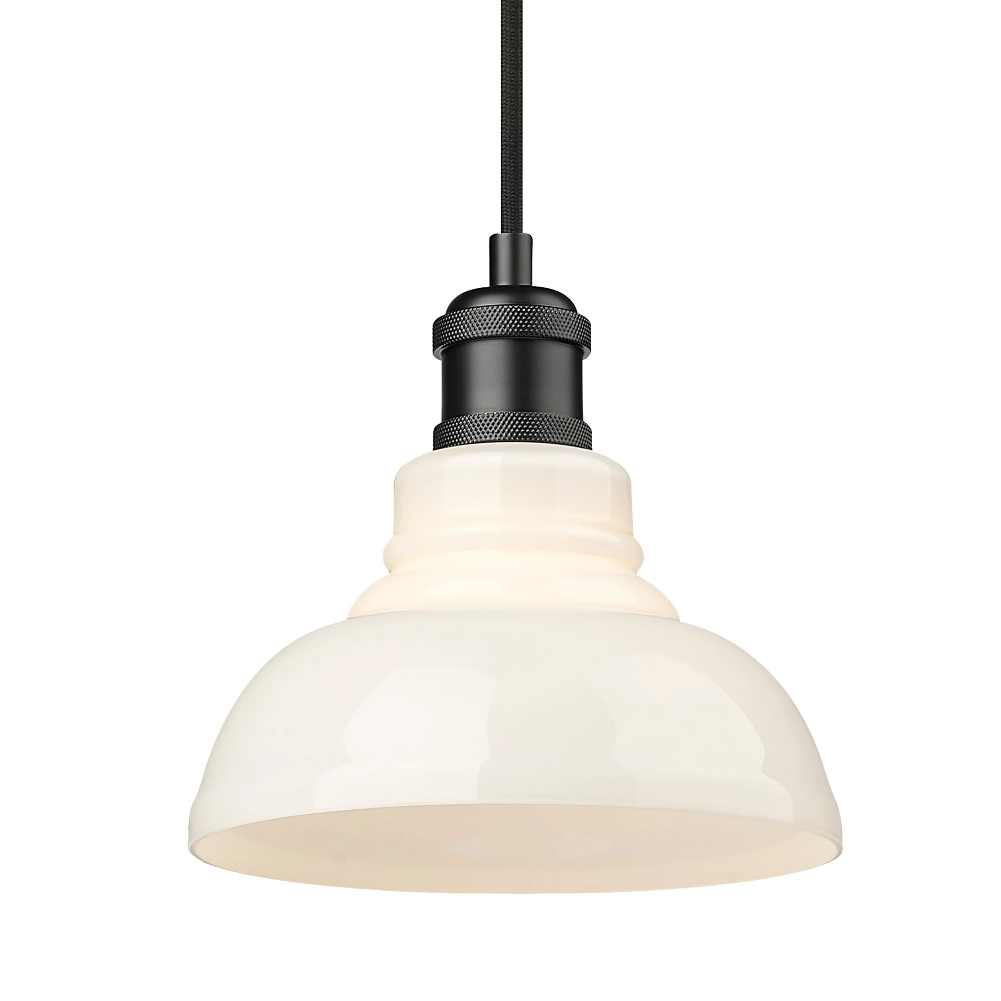 Carver 1-light Pendant in Matte Black and Vintage Milk Glass