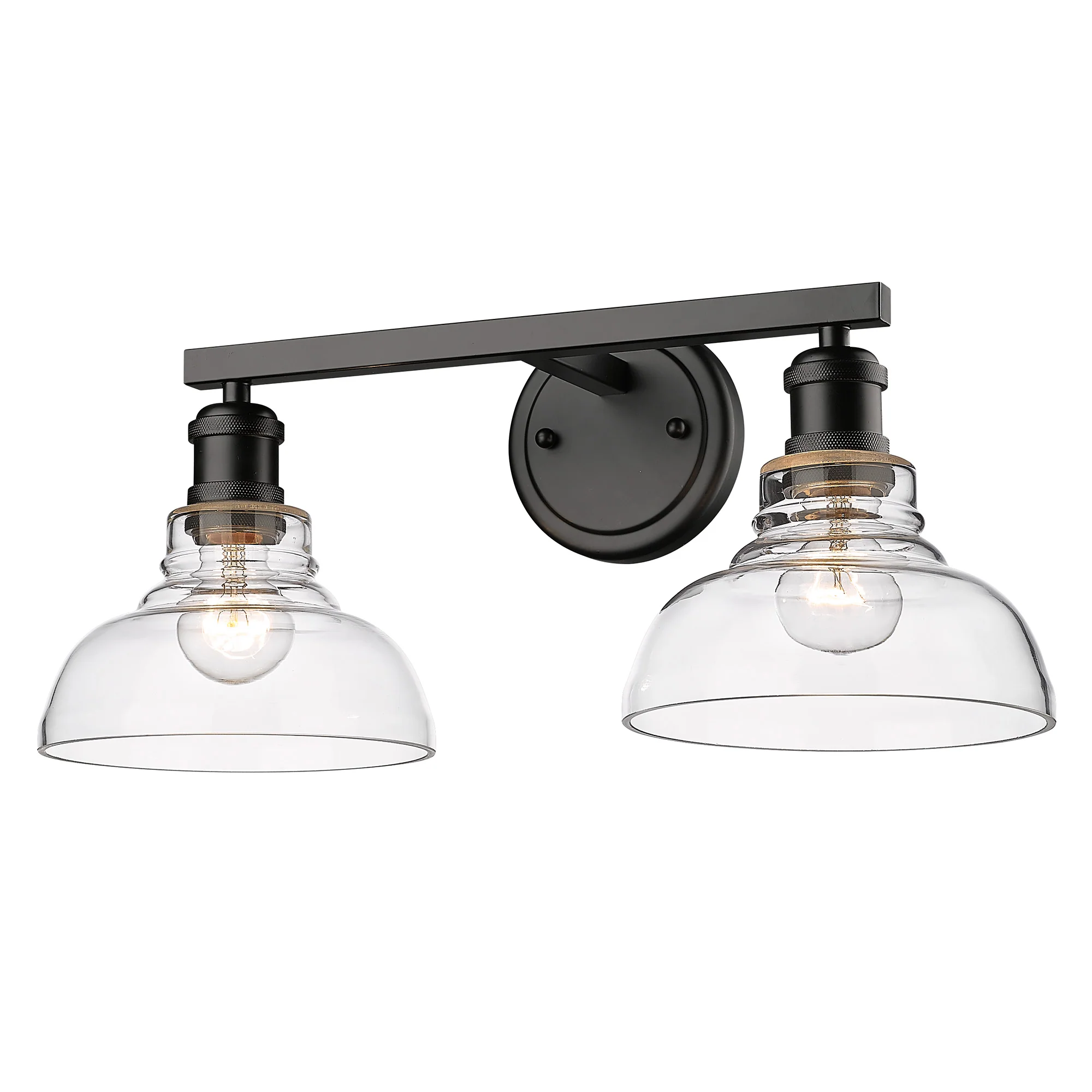 Carver 2-light Vanity in Matte Black and Clear Glass