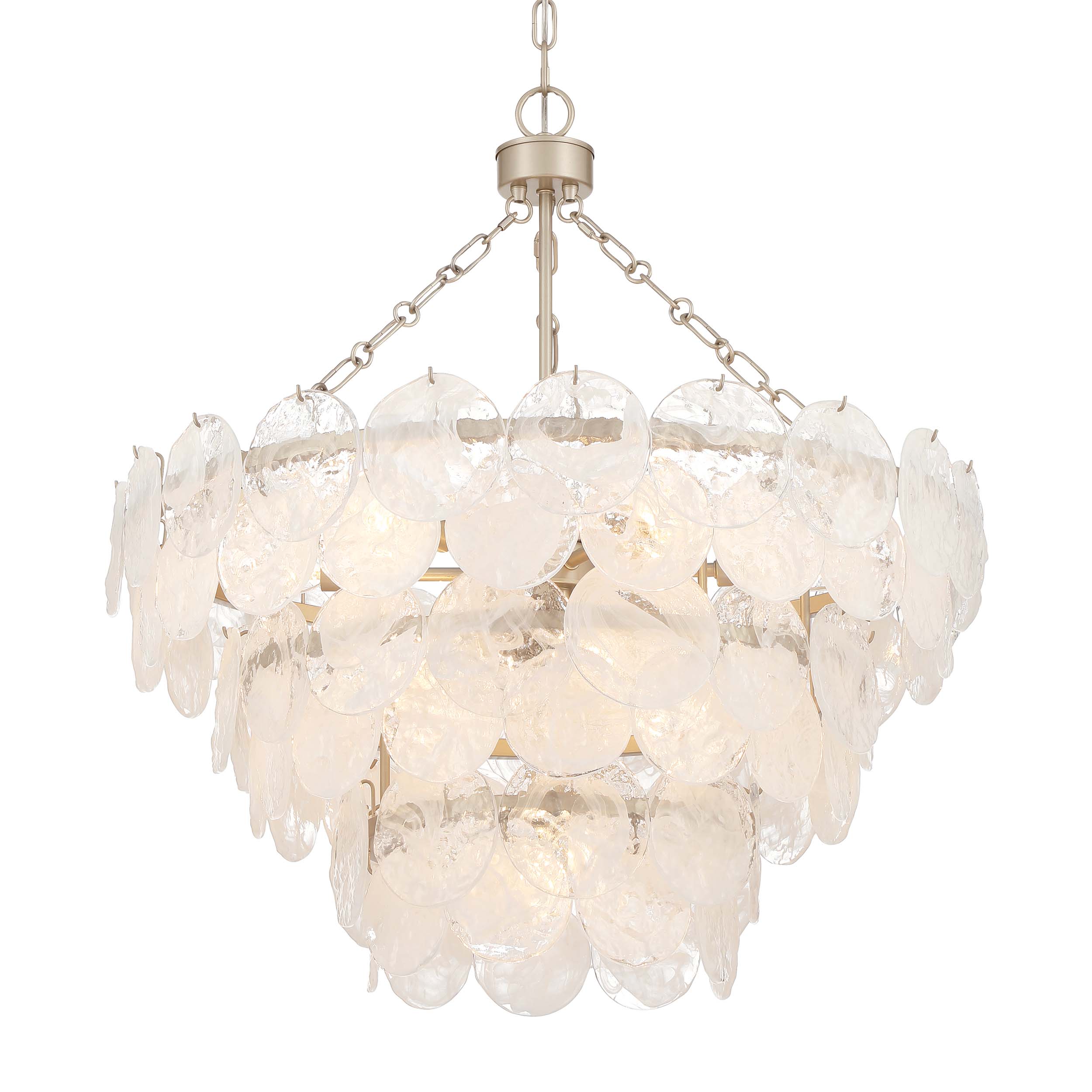 Cascada 11-light Pendant in Aegean Silver and Cirrus Cloud Glass