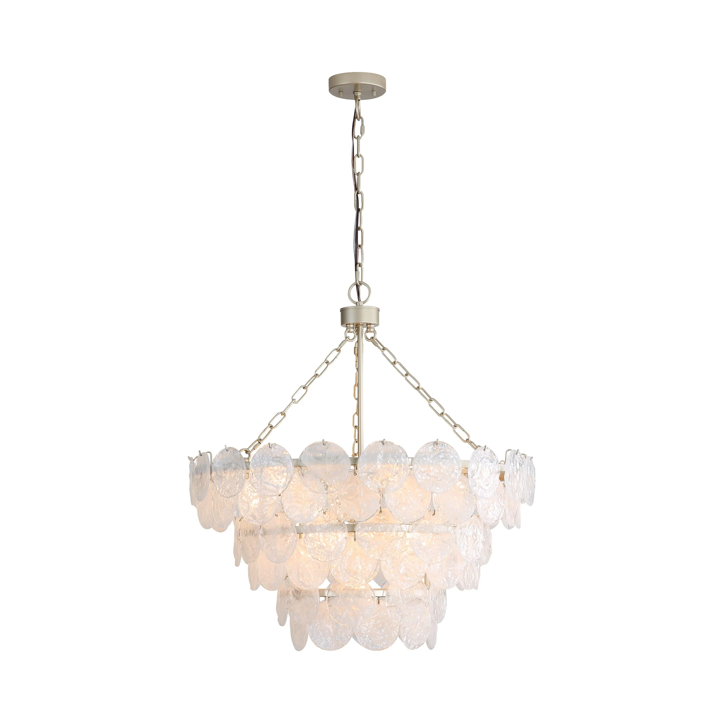 Cascada 11-light Pendant in Aegean Silver and Cirrus Cloud Glass - Image 2