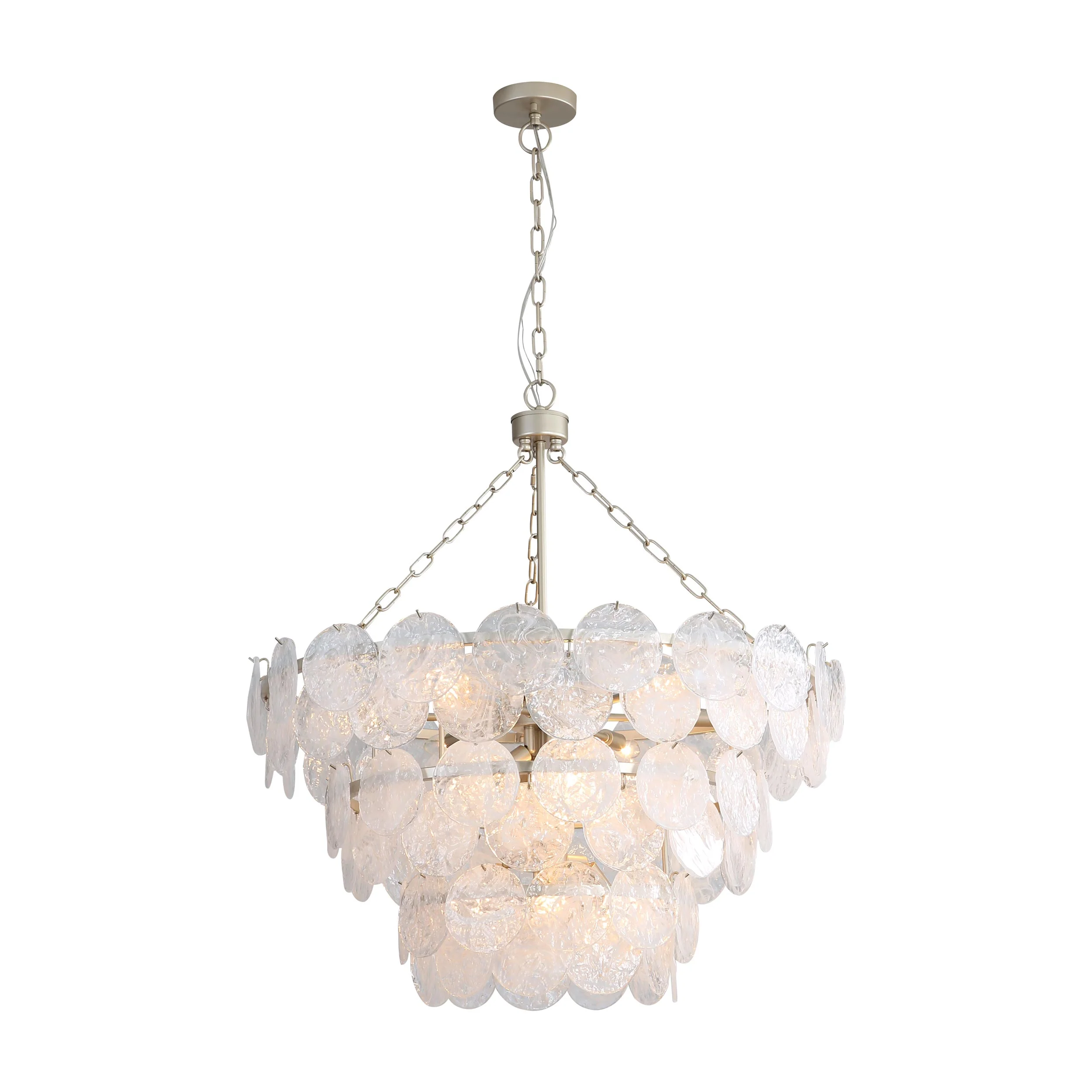 Cascada 13-light Pendant in Aegean Silver and Cirrus Cloud Glass - Image 2