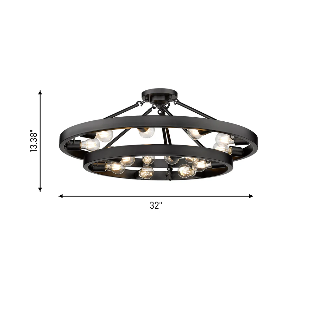 Castile 15-light Semi-Flush Mount in Matte Black - Image 9