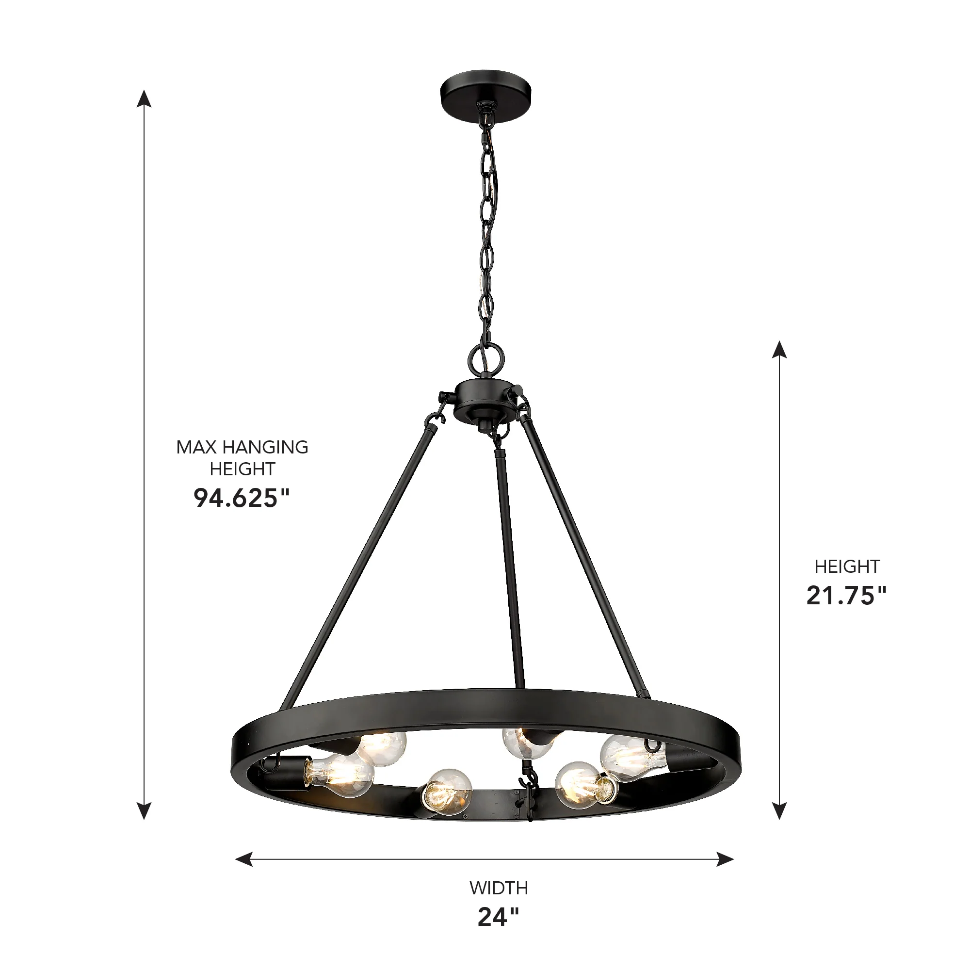 Castile 6-light Chandelier in Matte Black - Image 4