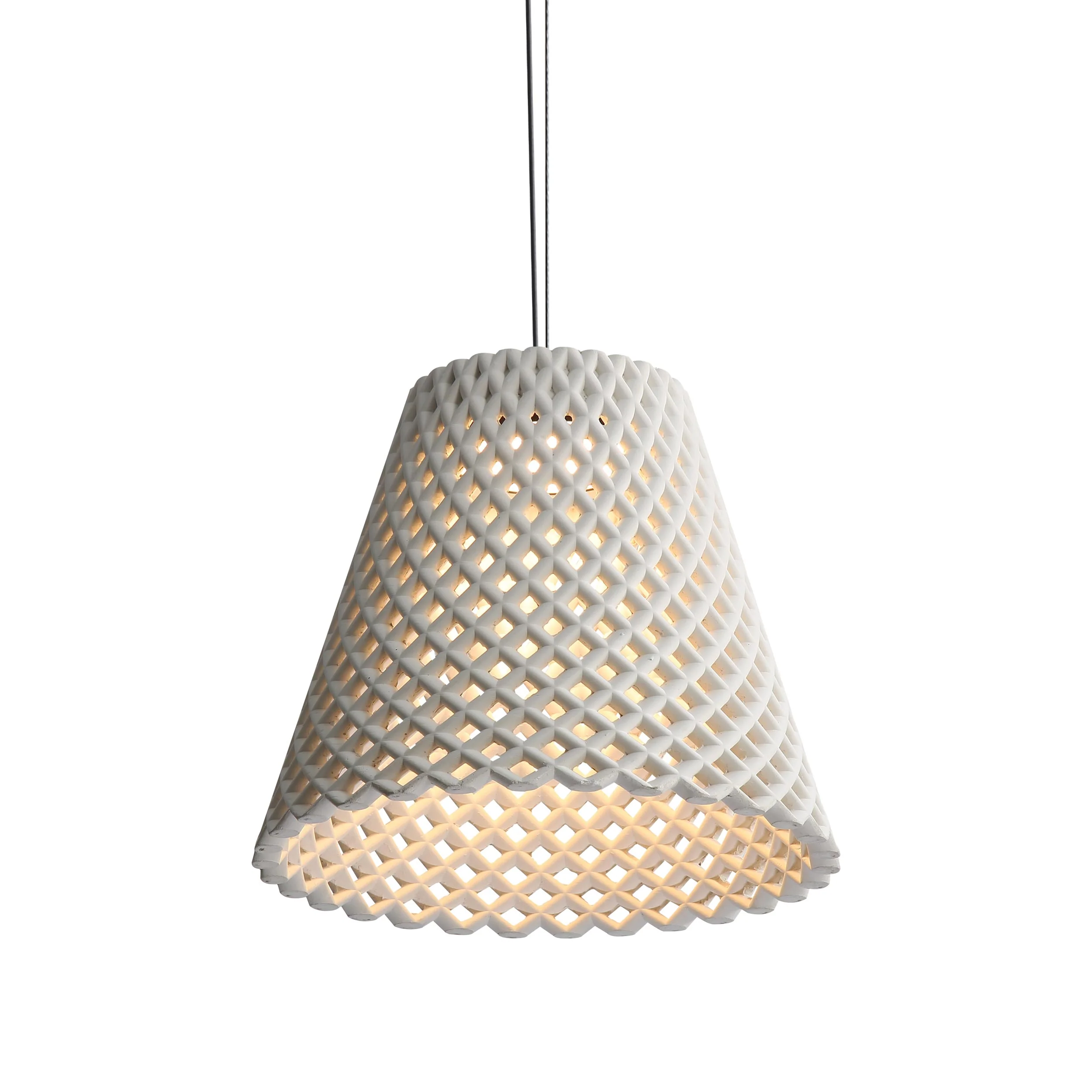 Clarus 14in Integrated LED Pendant in White Sandstone Cement