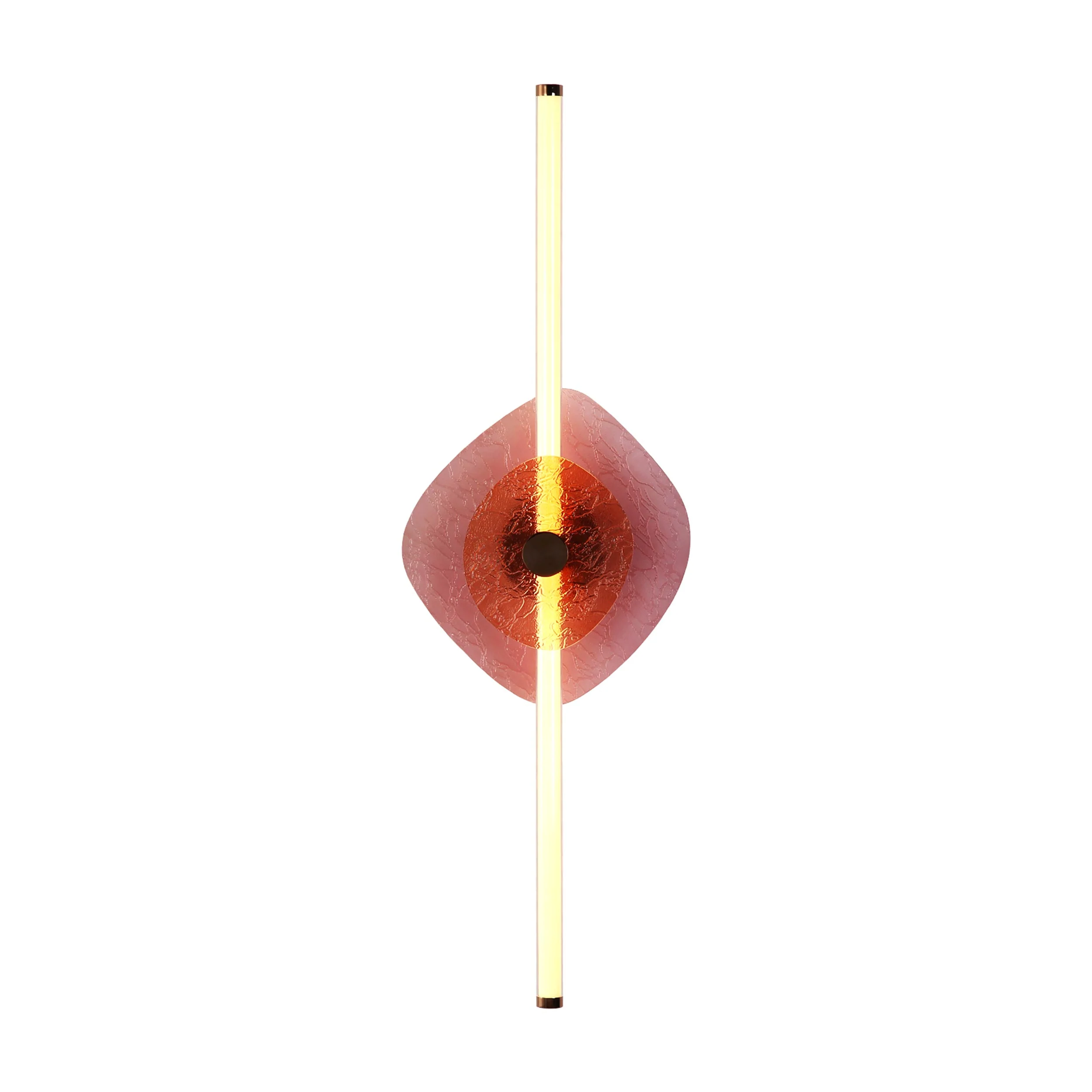 Colorella LED Wall Sconce in Rose Gold with Purple and Orange Glass