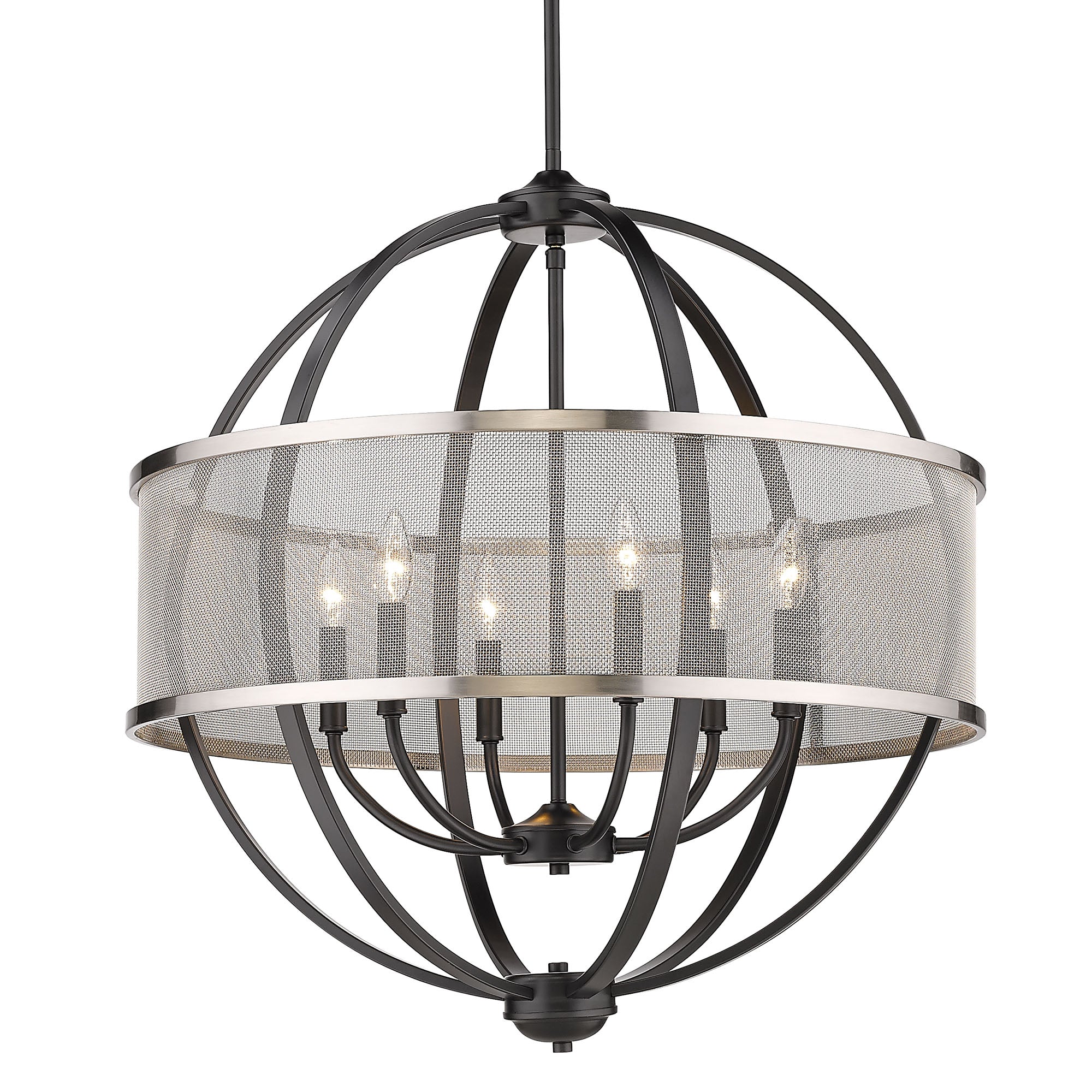 Colson 6-light Chandelier in Matte Black and Pewter shade