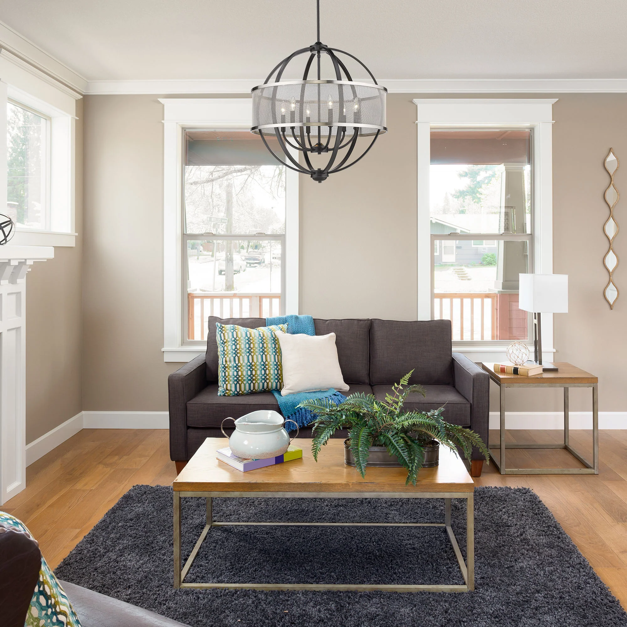 Colson 6-light Chandelier in Matte Black and Pewter shade - Image 3