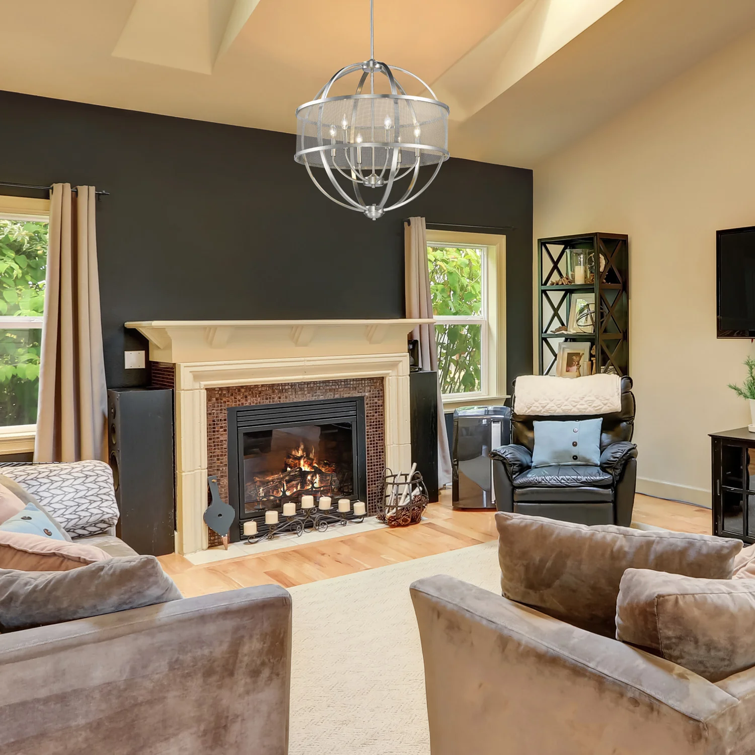 Colson 6-light Chandelier in Pewter and Pewter shade - Image 5
