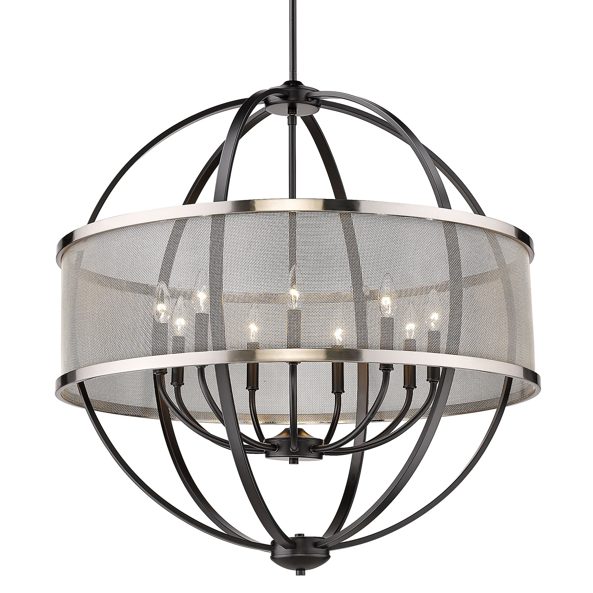 Colson 9-light Chandelier in Matte Black and Pewter shade