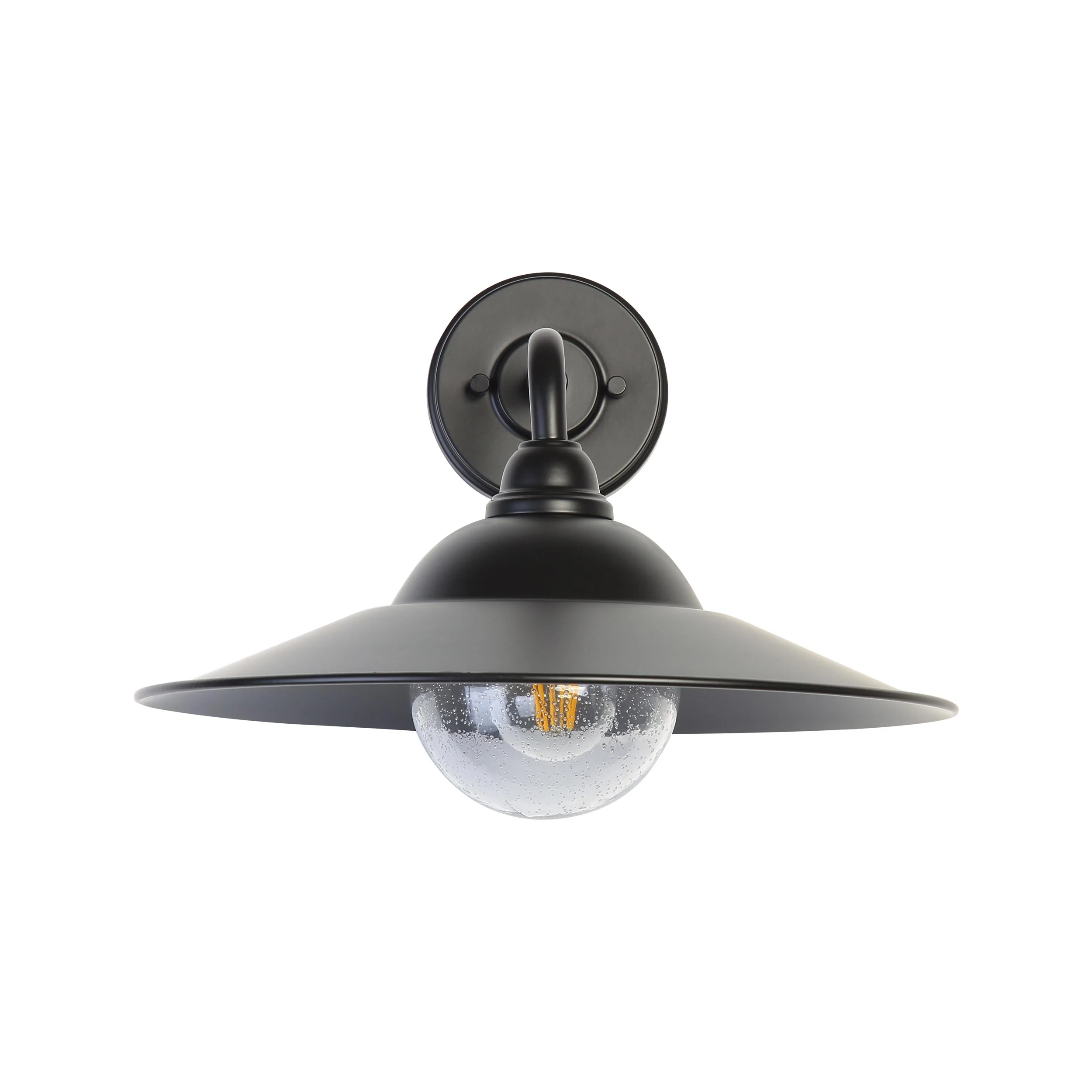 Croma 1-light Wall Sconce in Matte Black shade and Seeded Glass Ball - Image 3