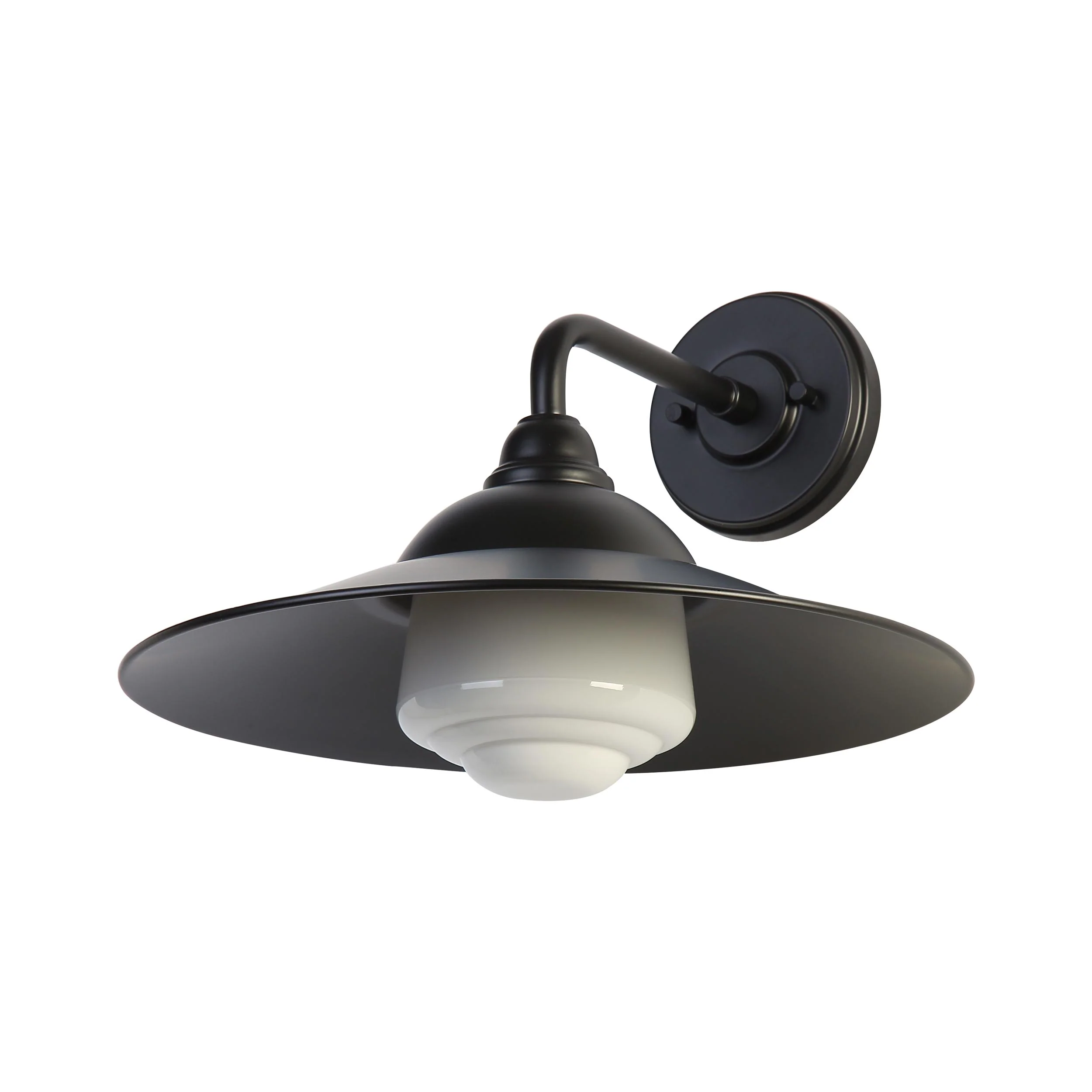 Croma 1-light Wall Sconce in Matte Black shade and White Bell Glass - Image 3